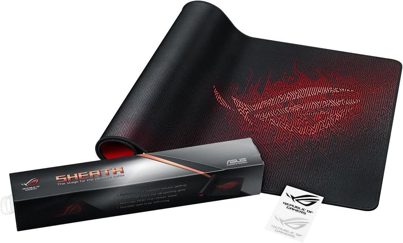 ROG Sheath BLK LTD Gaming Mouse Pad – 35.4” X 17.3", Extra-Large Surface, Black, Ultra-Smooth for Precise Mouse Control, Anti-Fray Stitched Edges, Non-Slip Base