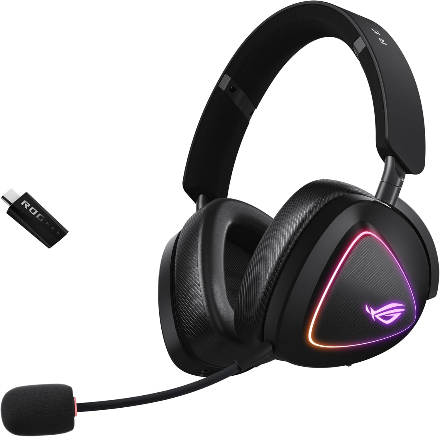 ROG Delta II Wireless Gaming Headset (BT, ROG Speednova 2.4Ghz, 3.5Mm, 50Mm Titanium-Plated Drivers, 10Mm Super-Wideband Mic, 110HR Battery, Dualflow Audio, for PC, Switch, PS5, Xbox)- Black