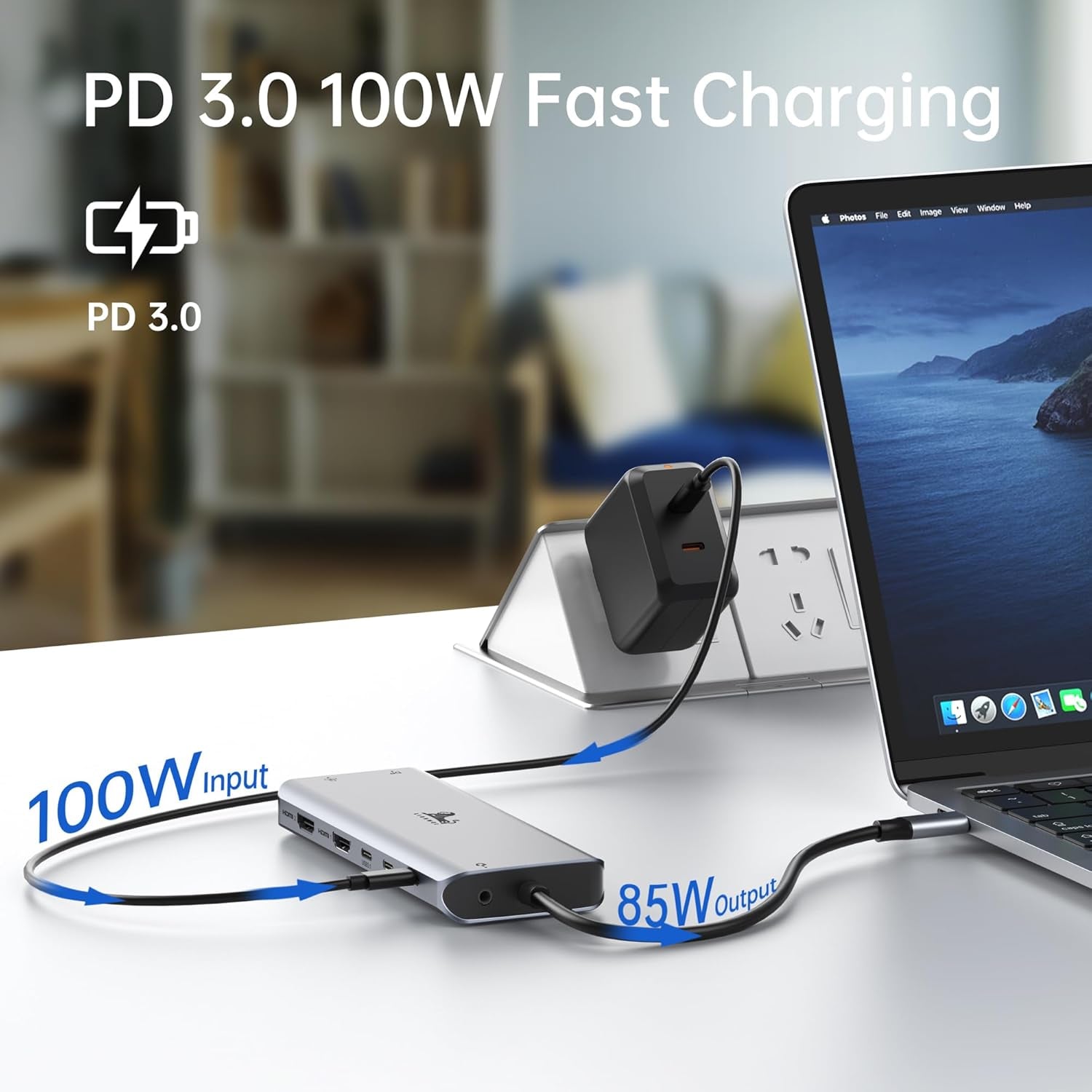 Laptop Docking Station 13 in 1 - Dual Hdmi+Displayport+10Gbps, 6 USB C/A, 100W PD, Ethernet, SD/TF, Audio, USB C Hub for Macbook/Dell/Hp/Surface