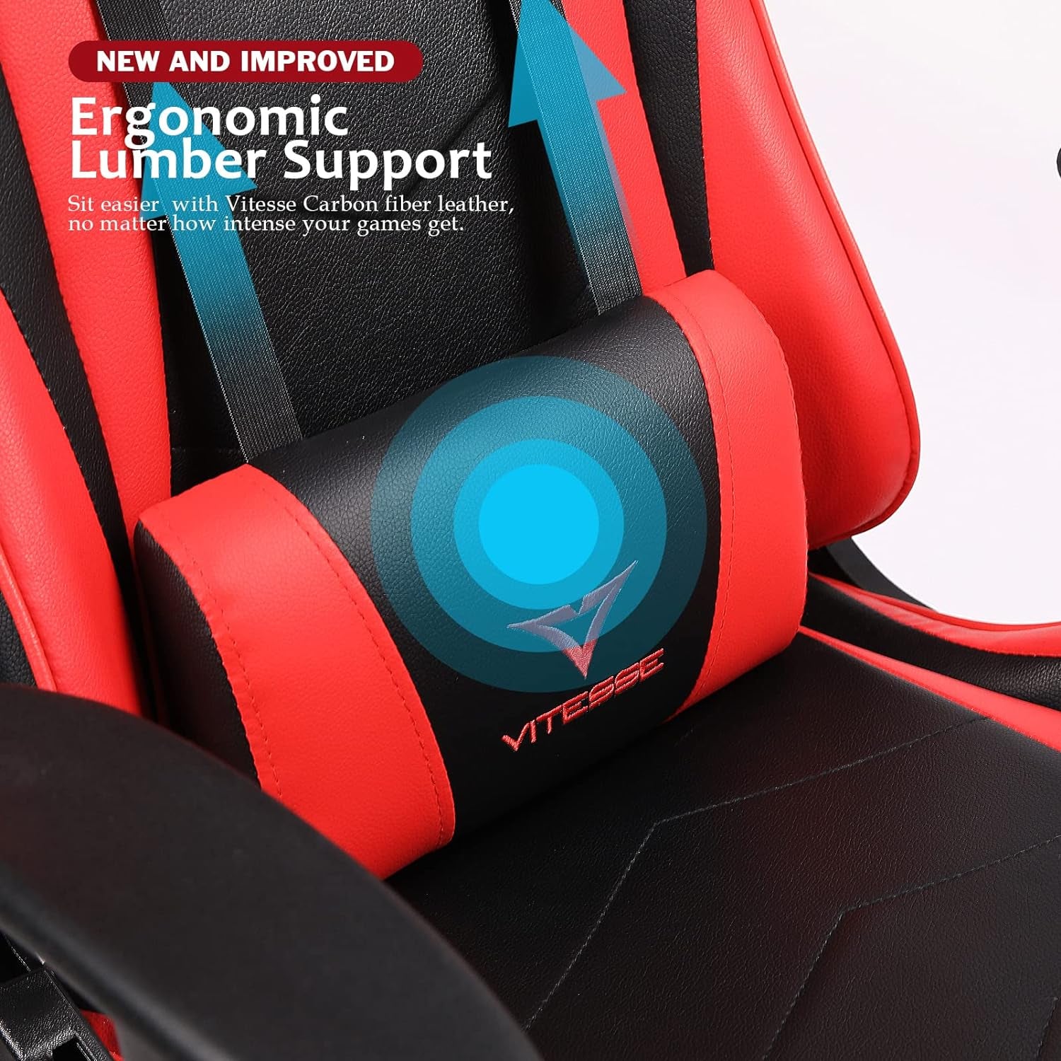 Ergonomic Red Gaming Chair for Adults, 330 Lbs PC Computer Chair, Racing Office Chair, Silla Gamer Height Adjustable Swivel Chair with Lumbar Support and Headrest…