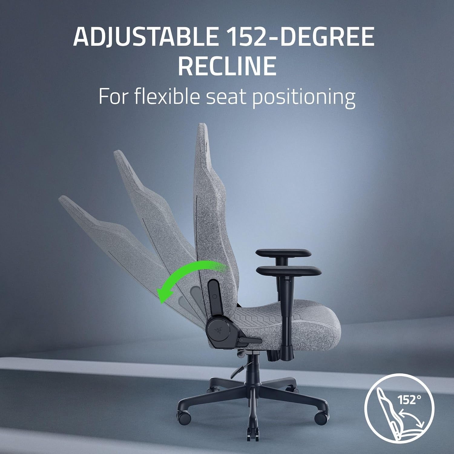 Iskur V2 X Ergonomic Gaming Chair: Built-In Lumbar Support - Widened Seat - High Density Foam Cushions - Adjustable 152 Degree Recline - 2D Armrests - Plush Fabric Finish - Light Gray Edition