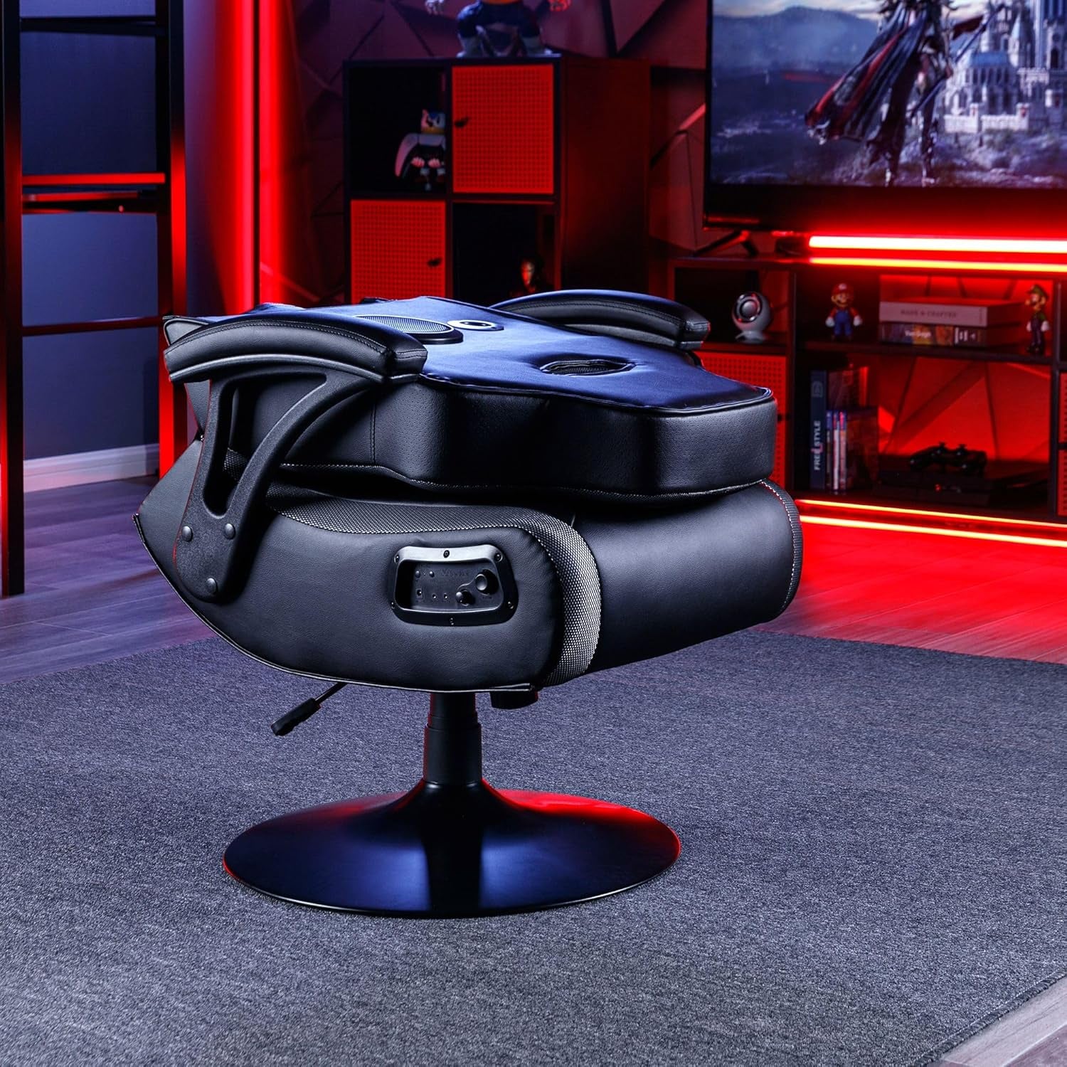 PC Computer Gaming Desk Chair, Built-In Audio, College Dorm Essentials for Guys and Girls, Gamers, Bedroom, Dorm Room Essentials, Foldable