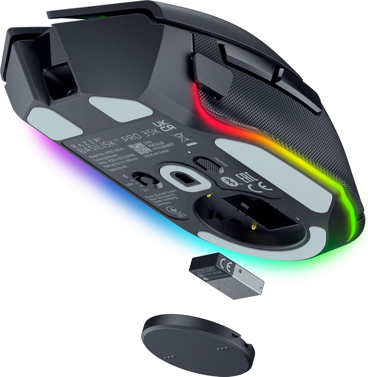 Basilisk V3 Pro 35K Wireless Gaming Mouse: Hyperscroll Tilt Wheel - 35K DPI Optical Sensor Gen 2-13 Customizable Controls - Chroma RGB - Optical Switches Gen 3 - up to 140 Hr Battery - Black