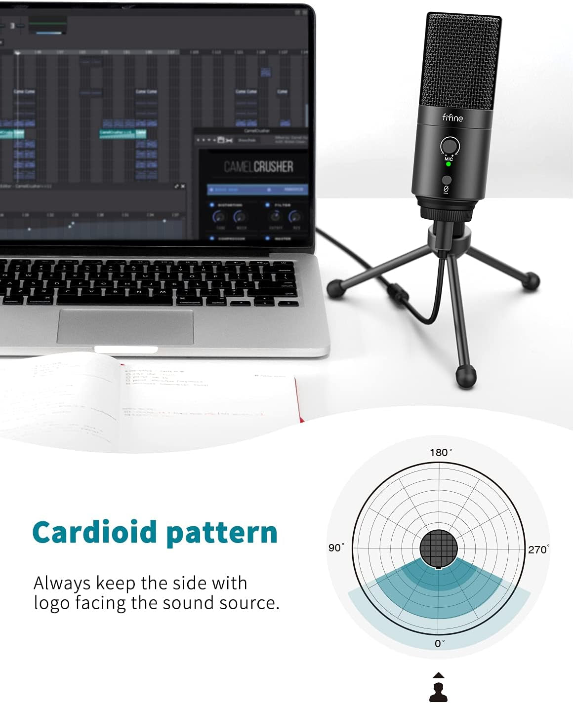 USB Desktop PC Microphone with Pop Filter for Computer and Mac, Studio Condenser Mic with Gain Knob Mute Button Headphone Jack for Gaming Streaming Recording Youtube, Extra USB-C Plug-K683A
