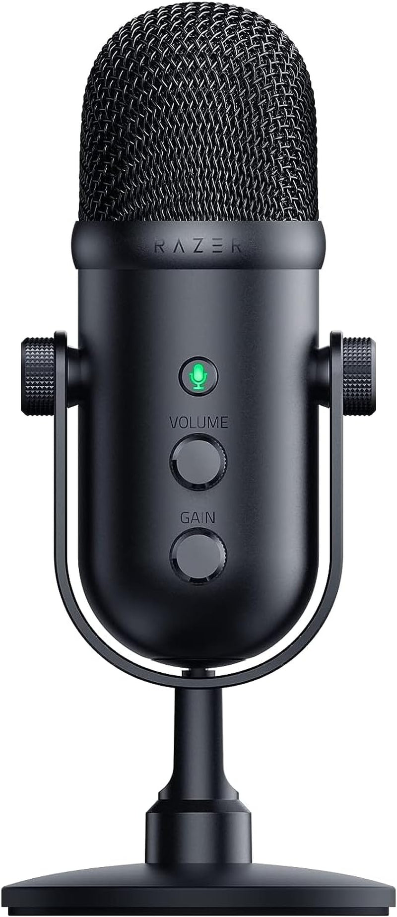 Seiren V2 Pro USB Microphone for Streaming, Gaming, Recording, Podcasting on PC, Twitch, Youtube: High Pass Filter - Mic Monitoring and Gain Control - Built-In Shock Absorber and Mic Windsock