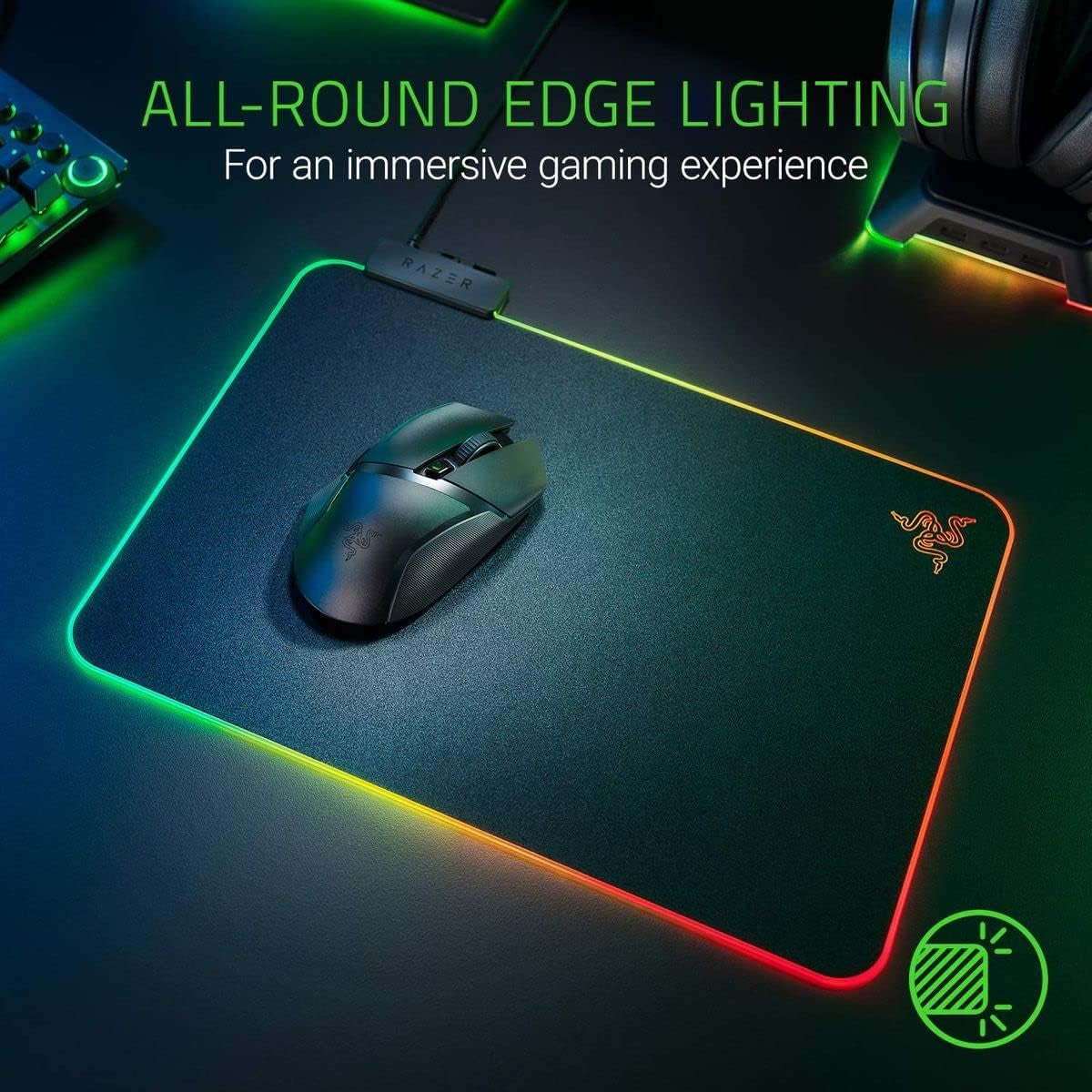 Firefly Hard V2 RGB Gaming Mouse Pad: Customizable Chroma Lighting, Built-In Cable Management, Balanced Control & Speed, Non-Slip Rubber Base