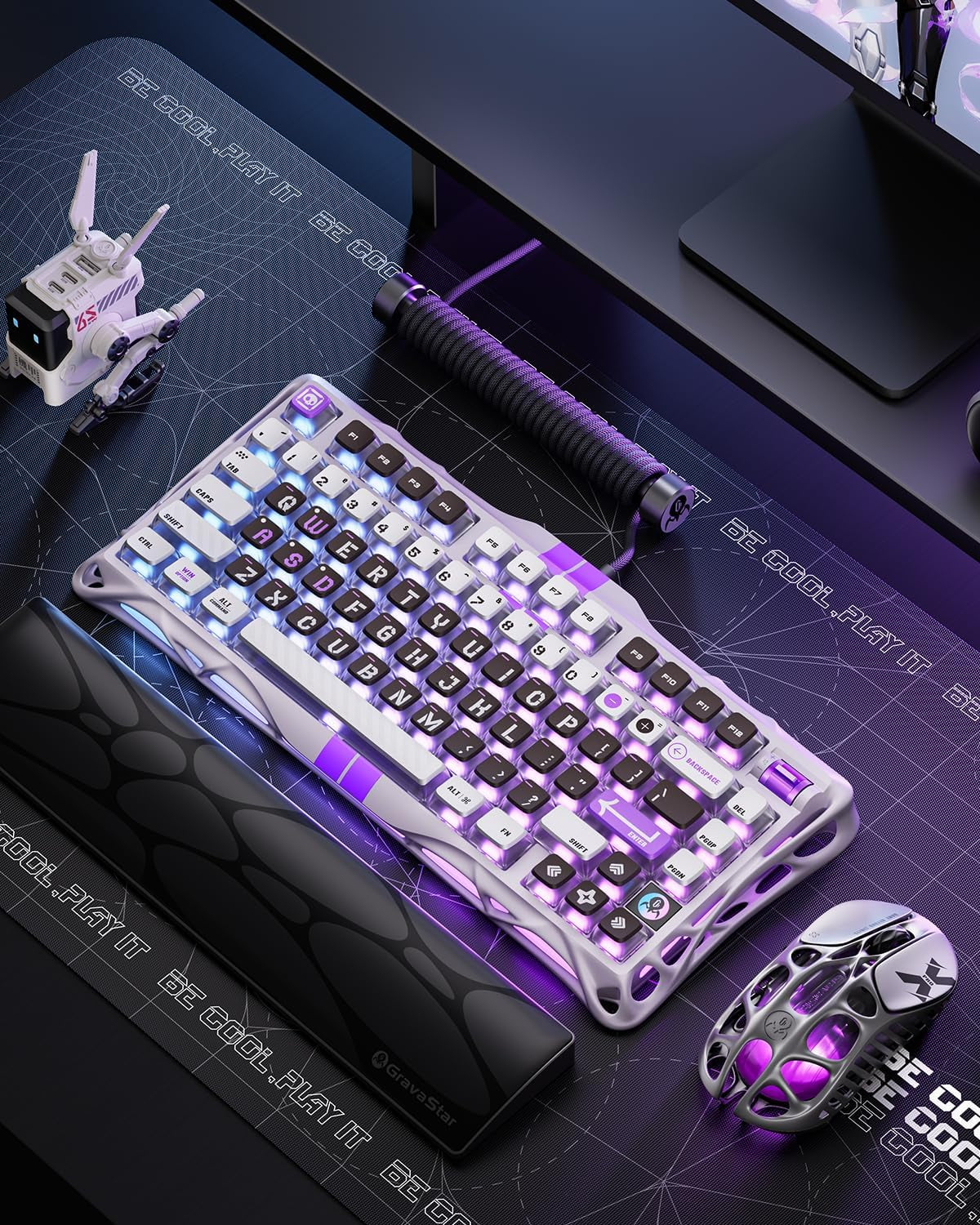 Mercury V75 HE Keyboard – 75% Hall‑Effect Magnetic‑Switch Gaming Keyboard, 79‑Key, 8000 Hz Polling, 0.005RT, Wired USB-C, RGB Backlit, Adjustable Actuation, Semi‑Aluminum Chassis -Mecha Gray