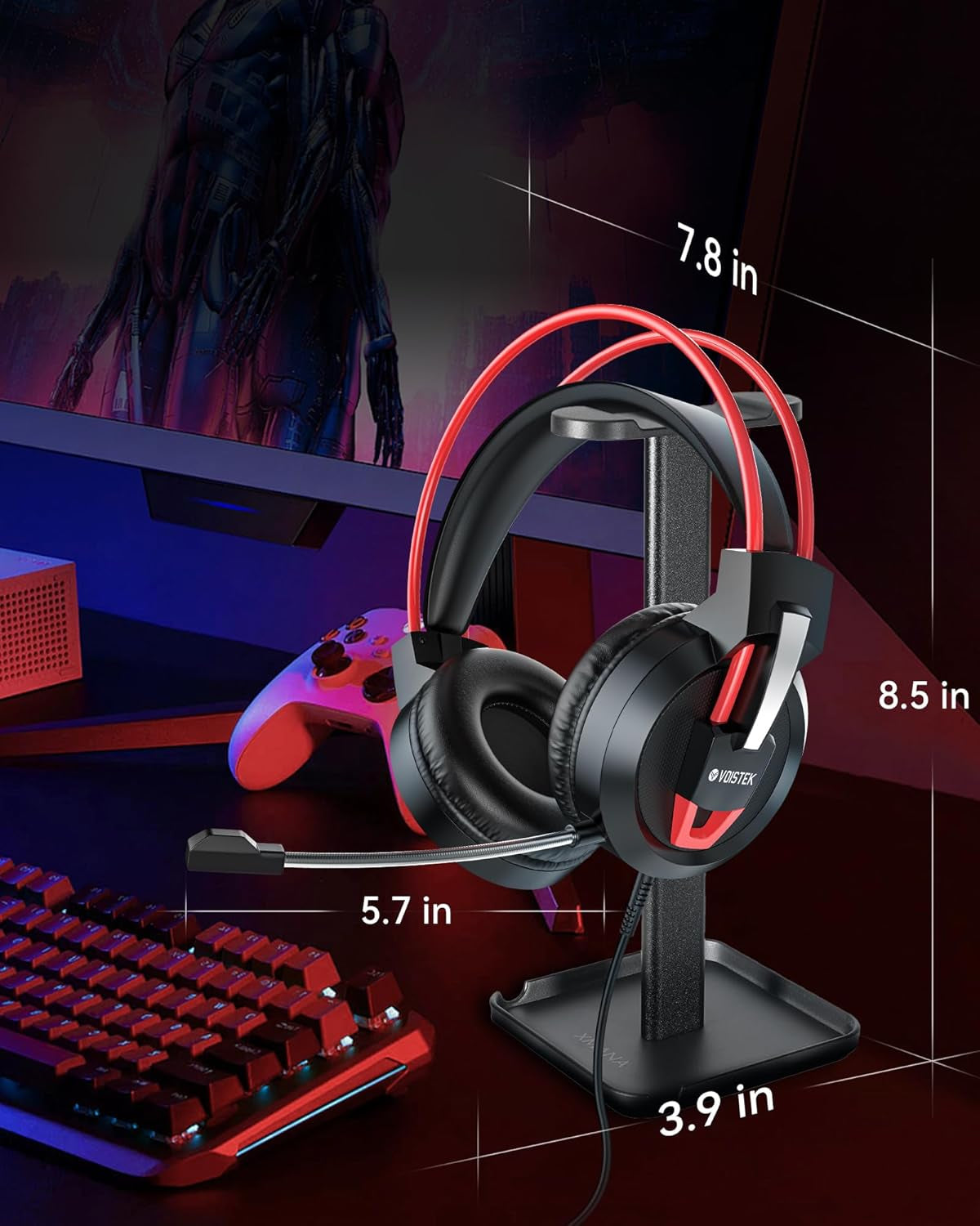 PS5 Gaming Headset - Gaming Headphones with Mic (Noise Cancelling) 50Mm Dynamic Drivers Surround Sound, 3.5Mm Wired Computer Headset, Over-Ear Headphones Comfort for Laptop/Ps4/Ps5/Xbox/Switch