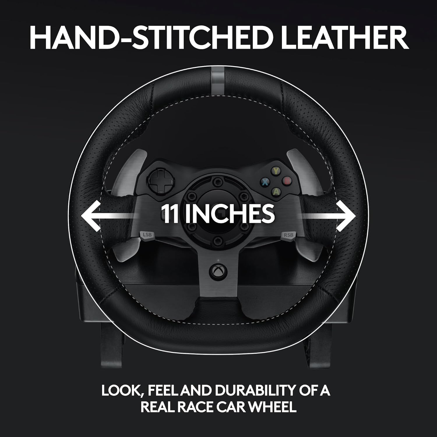 G920 Driving Force Racing Wheel and Floor Pedals, Real Force Feedback, Stainless Steel Paddle Shifters, Leather Steering Wheel Cover for Xbox Series X|S, Xbox One, PC, Mac - Black