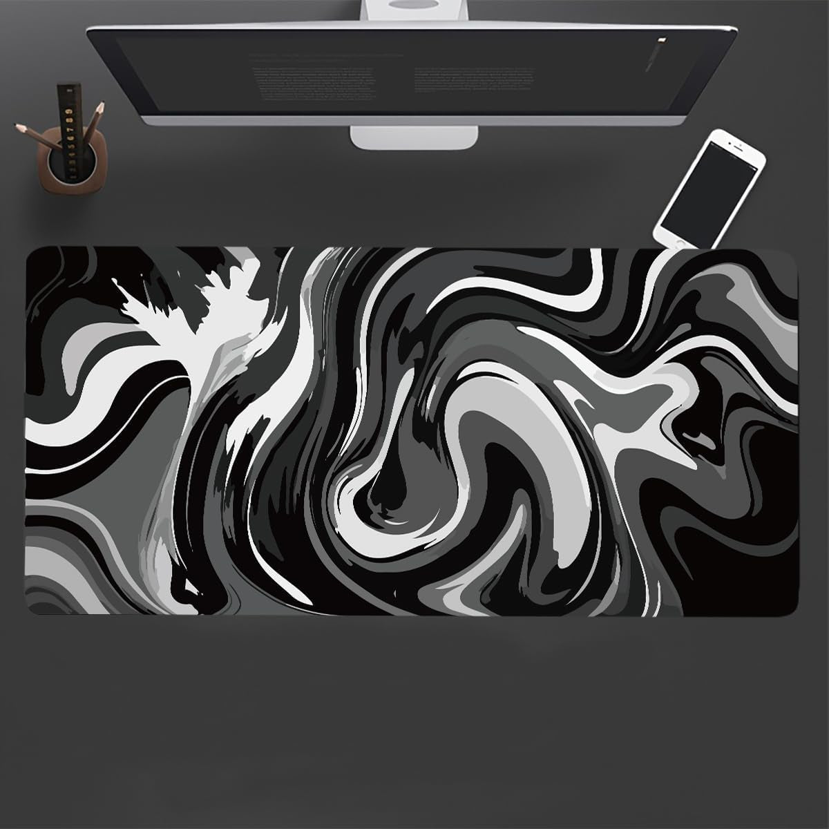 Large Mouse Pad for Desk - Gaming Mouse Pad with Non-Slip Base Stitched Edges, Desk Mat Desk Pad for Keyboard and Mouse