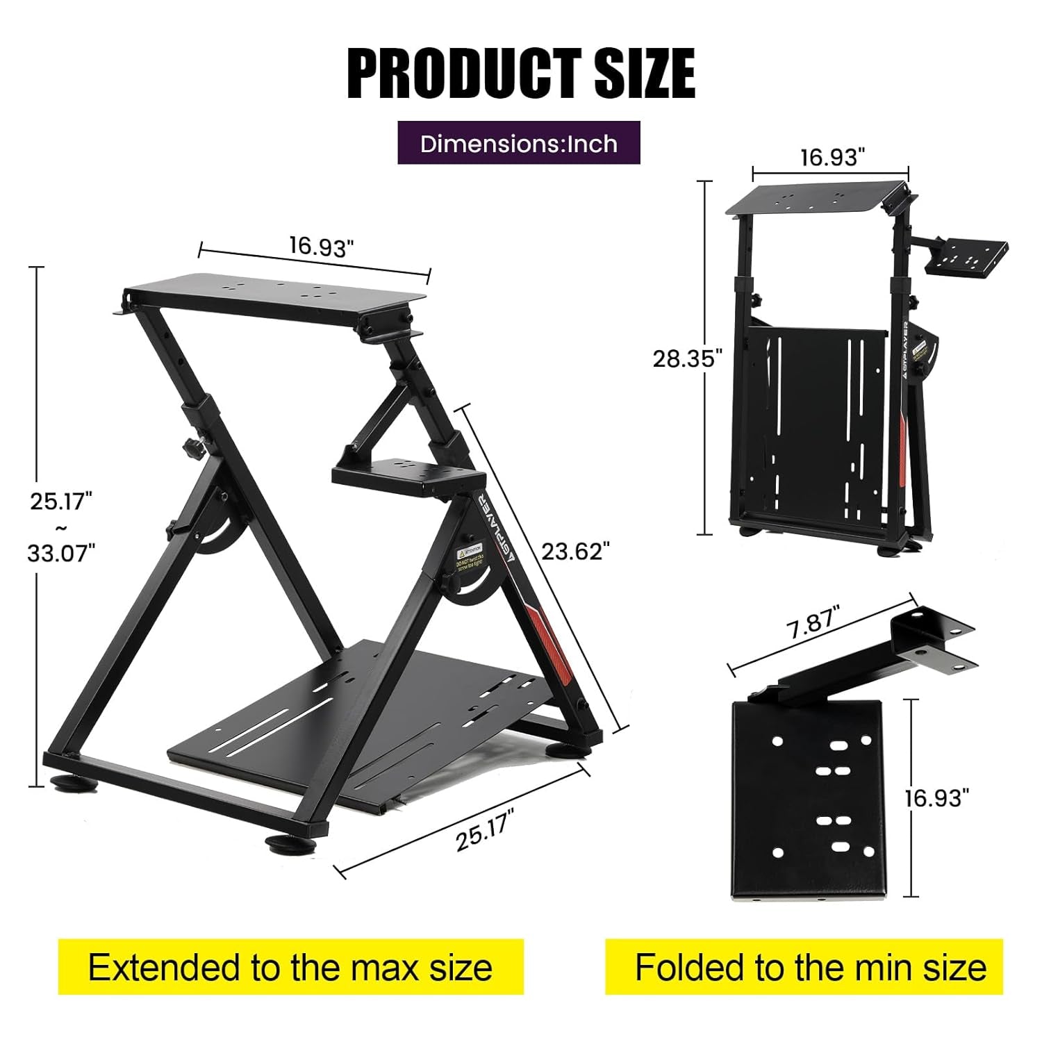 Sim Racing Wheel Stand Simulator Cockpit Wheel Stand Racing Steering Shifter Mount Fit for Logitech G25 G27 G29 G920 G923 Thrustmaster T330TS Gaming Stand Wheel Pedals NOT Included (Black)