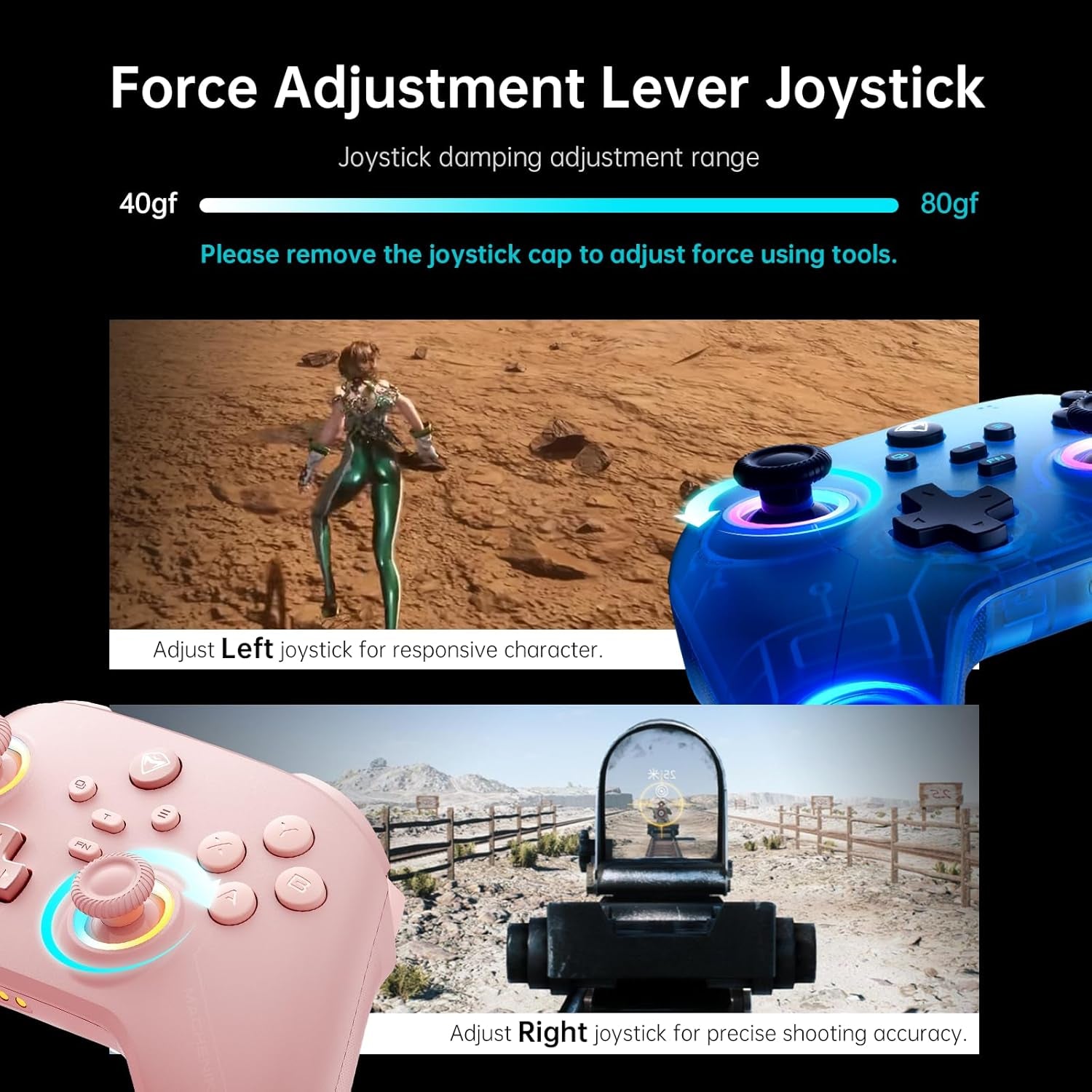 G3V2 Bluetooth Controller for Pc/Switch/Ios/Android, Hall Effect Joysticks, RGB Lighting Gaming Controller,2 Programmable Buttons,1000Mah Battery with Charging Station, Pink [Video Game]