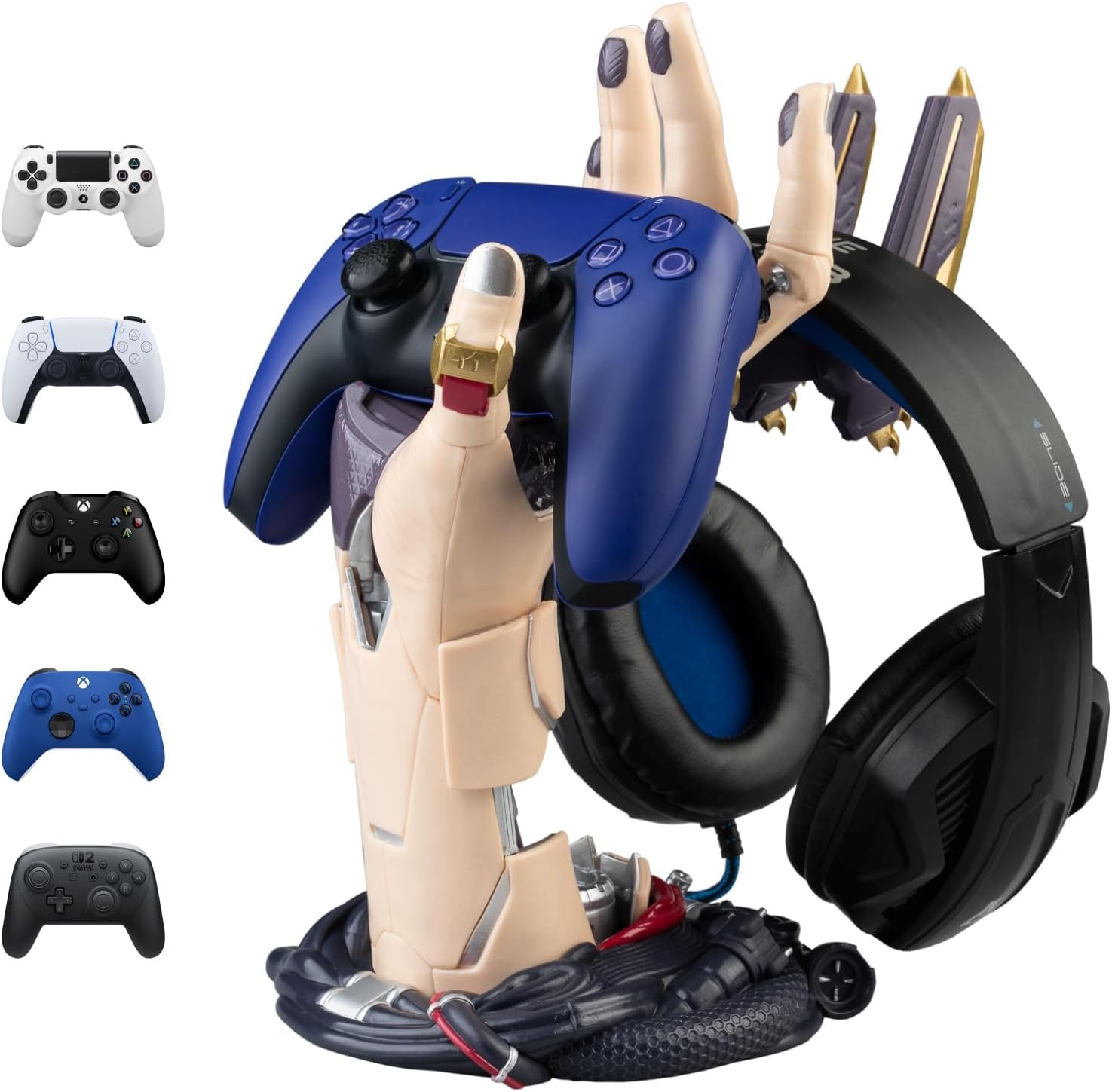 Cyberpunk Gaming Controller Holder | Gaming Headset Stand | Gaming Stuff & Gaming Room Decor | Controller Stand Perfect for Gamer Gifts | 6.3 X 7.9 X 10.8 In