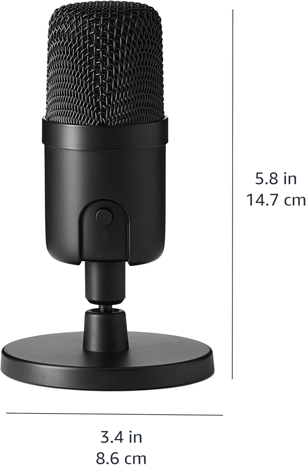 USB Condenser Microphone for Streaming, Recording, and Podcasting on PC, Plug and Play, Cardioid Pickup, Adjustable Stand with 360° Rotation, 5.8 X 3.4 Inches, Black