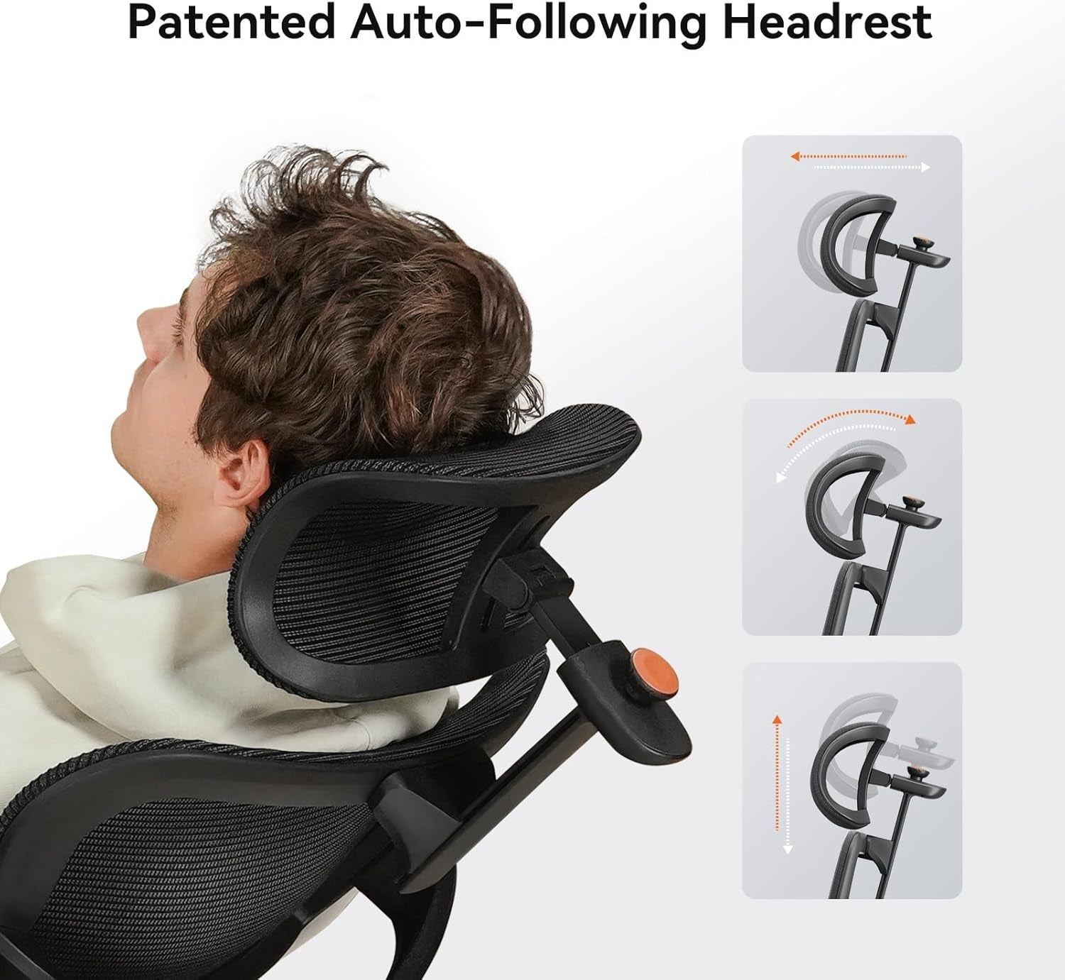 Ergonomic Office Chair with Footrest - Home Office Desk Chair with Adaptive Lumbar Support, 4D Armrest, Adjustable Seat Depth & Height