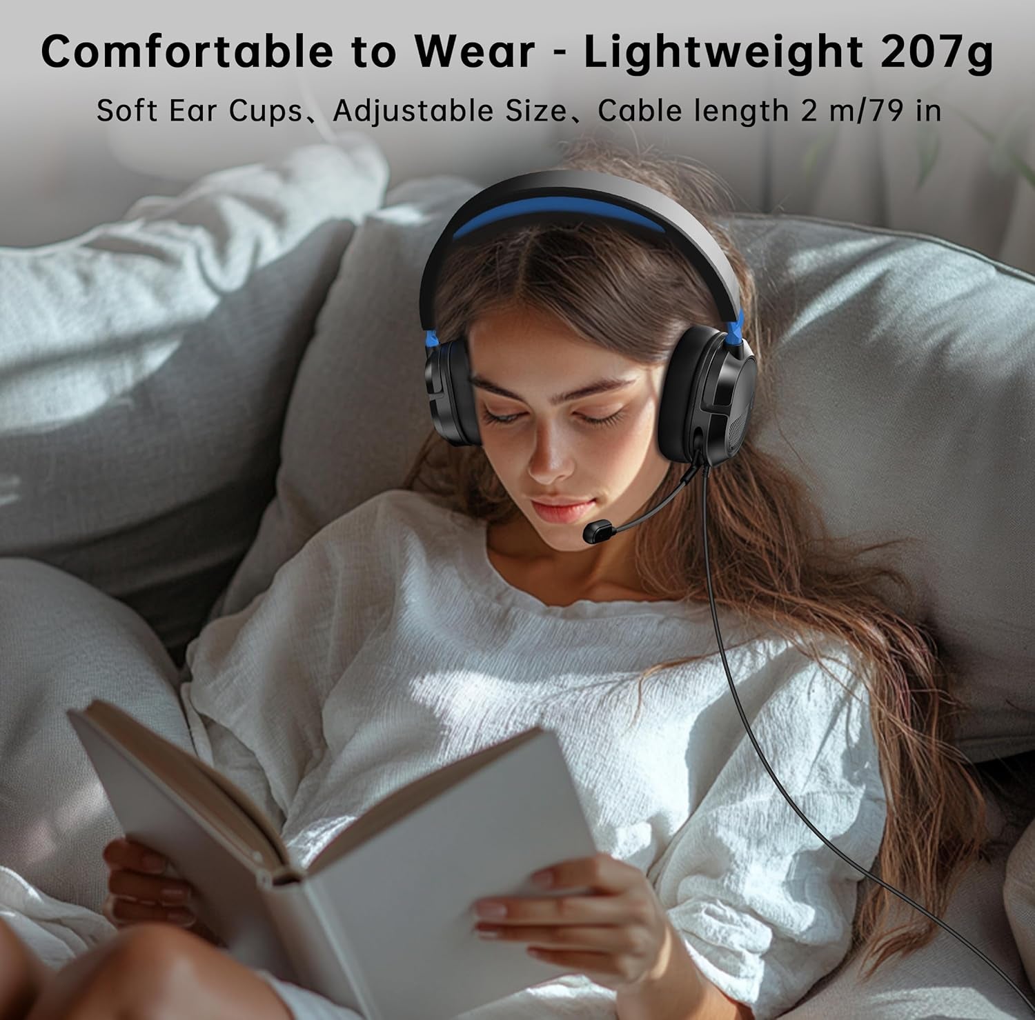 Gaming Headset for Ps5、Ps5Pro、Ps4、Xbox Series X、Xbox Series S/One、Pc. 207G Headset with Clear Mic for Work 𝟐𝟎𝟐𝟓 𝐔𝐩𝐠𝐫𝐚𝐝𝐞 Gaming Headphones with 3.5Mm Splitter、360° Mic.79In Cable.Gamer Gifts