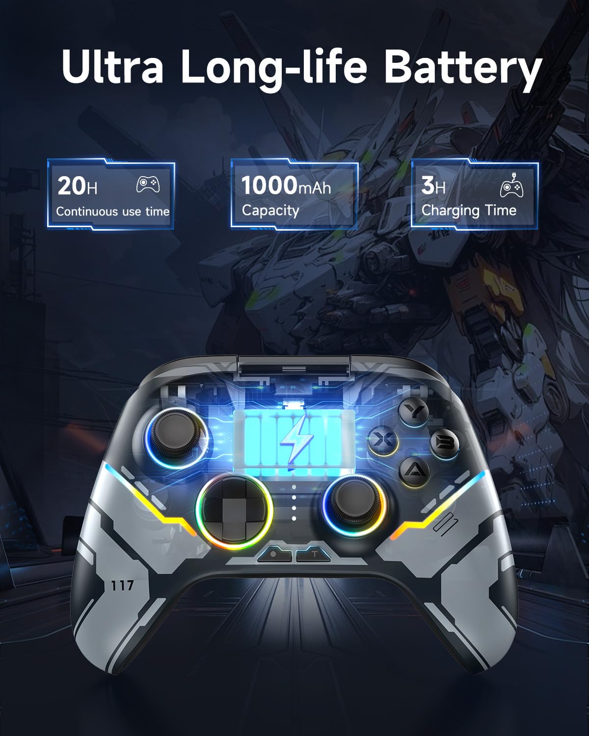 X15 PC Controller - Enhanced Wireless Bluetooth Controller with Hall Joysticks/Hall Triggers/Rgb Lighting - No Stick Drift, No Dead Zone - Work for Windows PC, Android, Steam and Switch