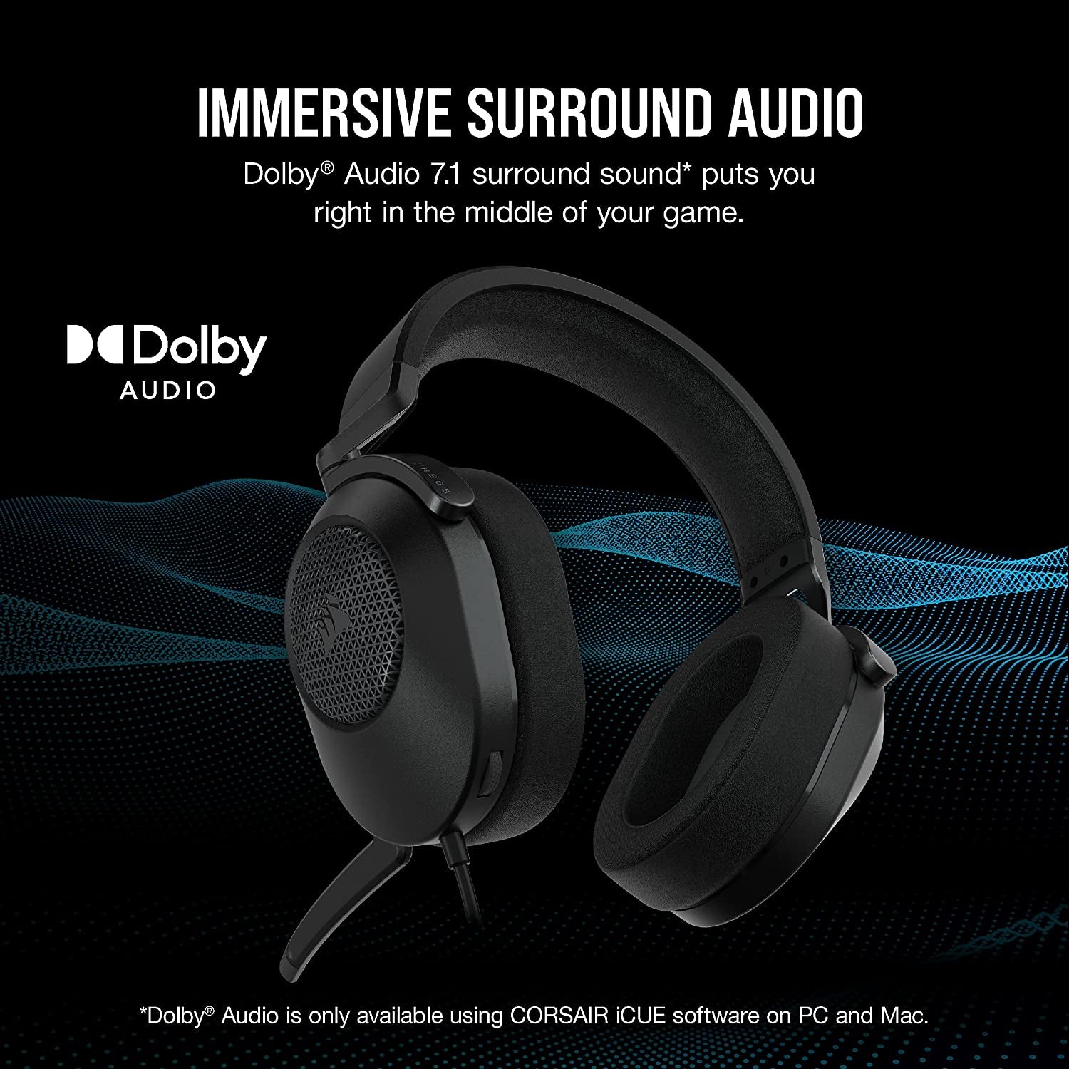 HS65 SURROUND Multiplatform Wired Gaming Headset – Dolby Atmos – Sonarworks Soundid – Icue Compatible – PC, Mac, PS5, PS4, Xbox, Nintendo Switch, Mobile – Carbon