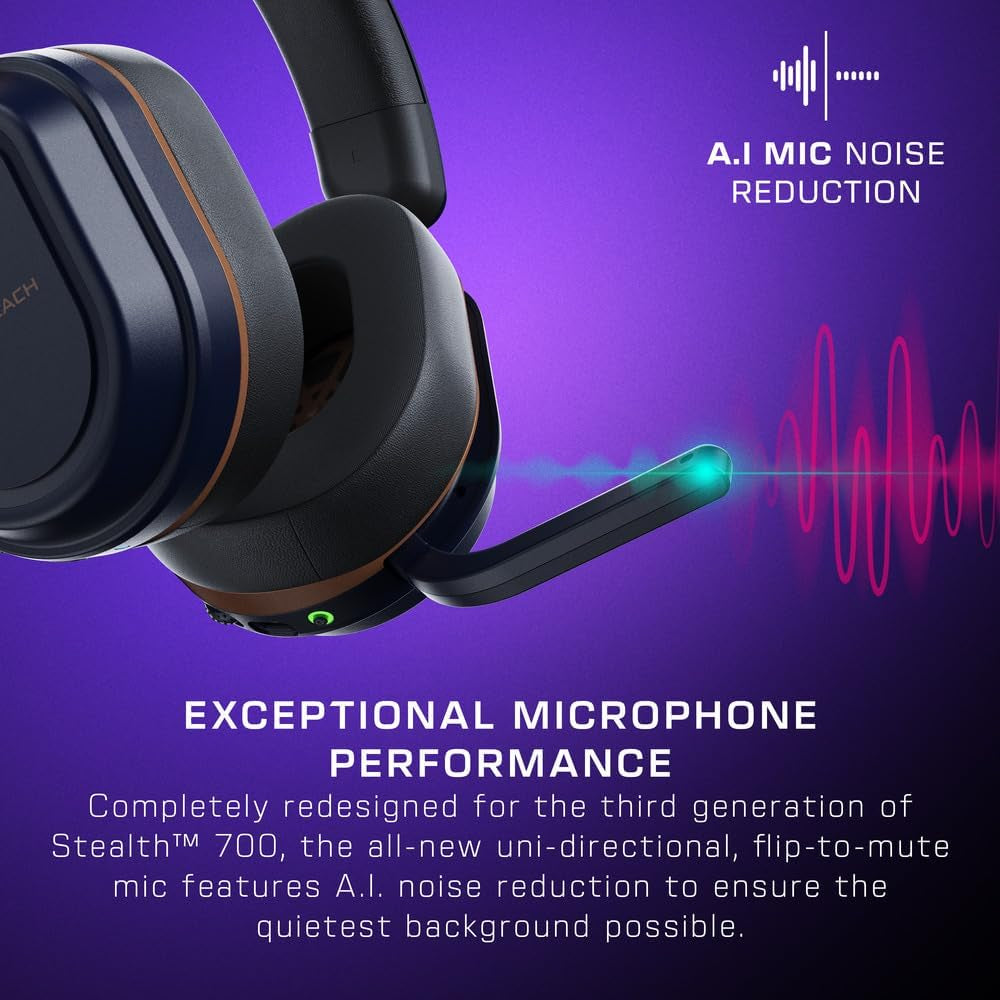 Stealth 700 Gen 3 Wireless Multiplatform Amplified Gaming Headset for Xbox Series X|S, Xbox One, PC, PS5, Mobile – 60Mm Drivers, AI Noise-Cancelling Mic, Bluetooth, 80-Hr Battery – Cobalt