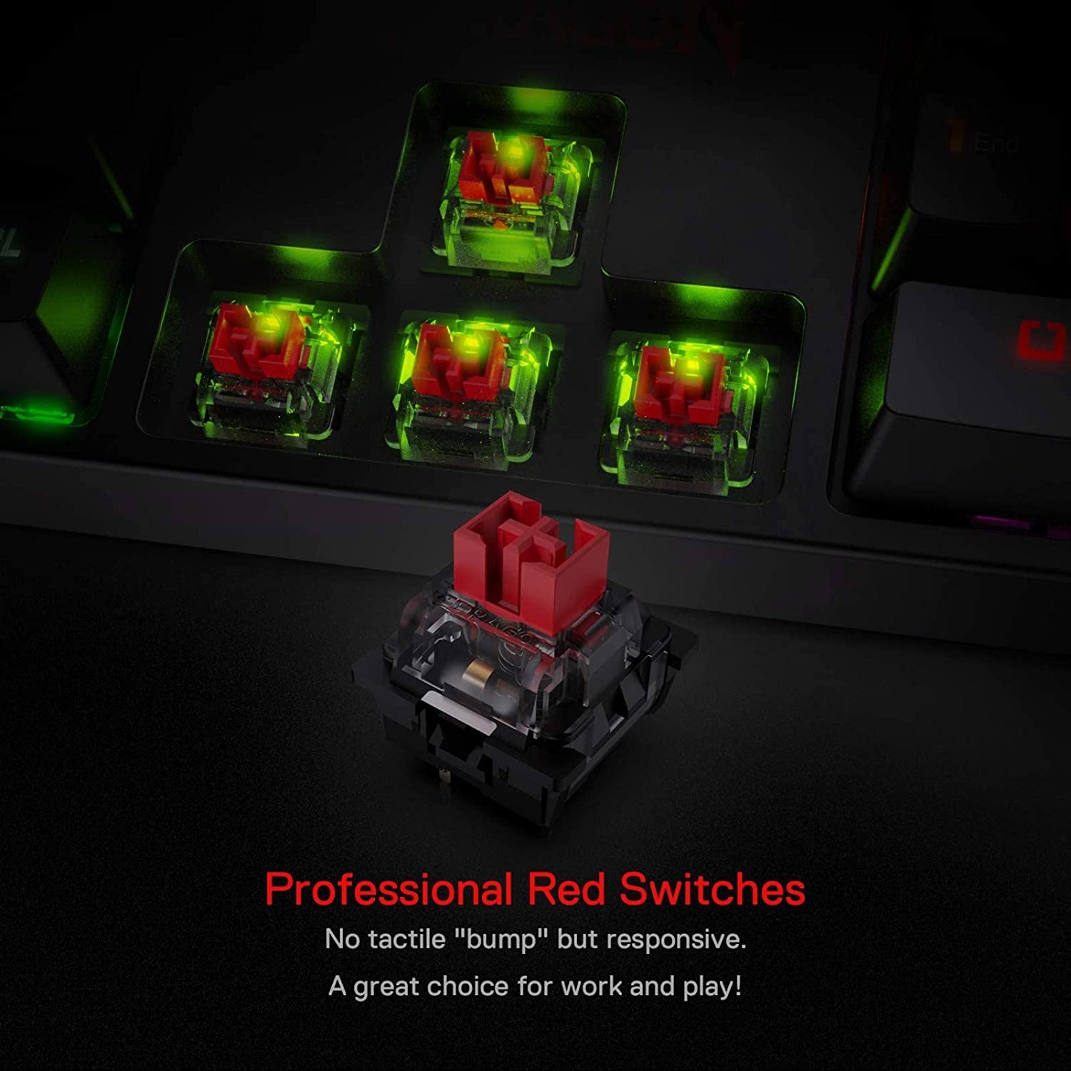 K582 RGB Mechanical Gaming Keyboard, 100% 104 Keys Standard Layout Gaming Keyboard with Double-Shot ABS Keycaps, Dynamic 16.8M RGB Backlit & Linear Red Switch, Redefine Software Supported