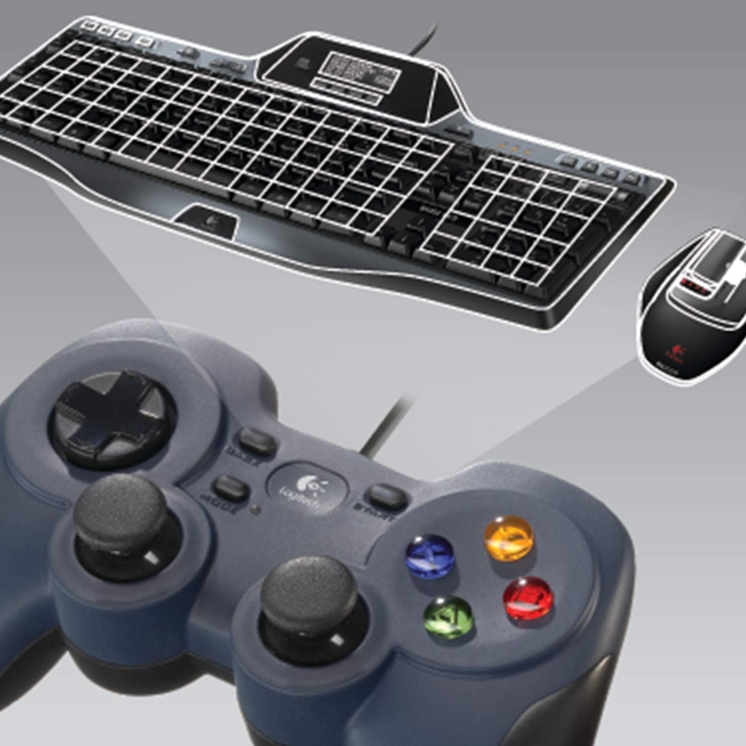 G F310 Wired Gamepad Controller Console like Layout 4 Switch D-Pad PC - Blue/Black