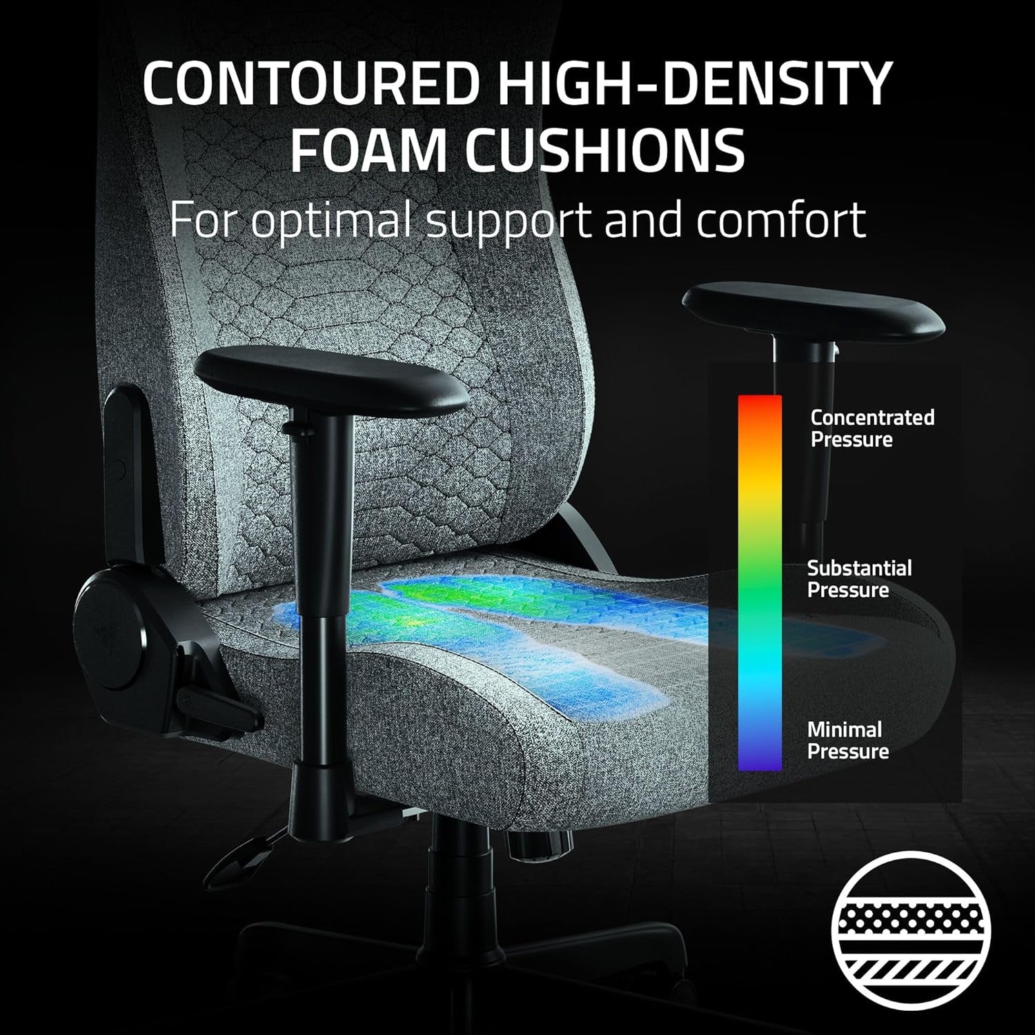 Iskur V2 X Ergonomic Gaming Chair: Built-In Lumbar Support - Widened Seat - High Density Foam Cushions - Adjustable 152 Degree Recline - 2D Armrests - Plush Fabric Finish - Light Gray Edition