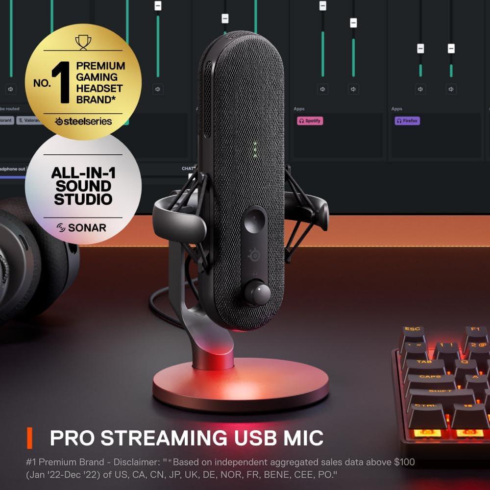 Alias USB Mic for PC — 3X Bigger Capsule for Gaming, Streaming and Podcasting — Sonar for Streamers Audio Software — AI Noise Cancelling — LED Mute & Level Monitoring — Shock Mount