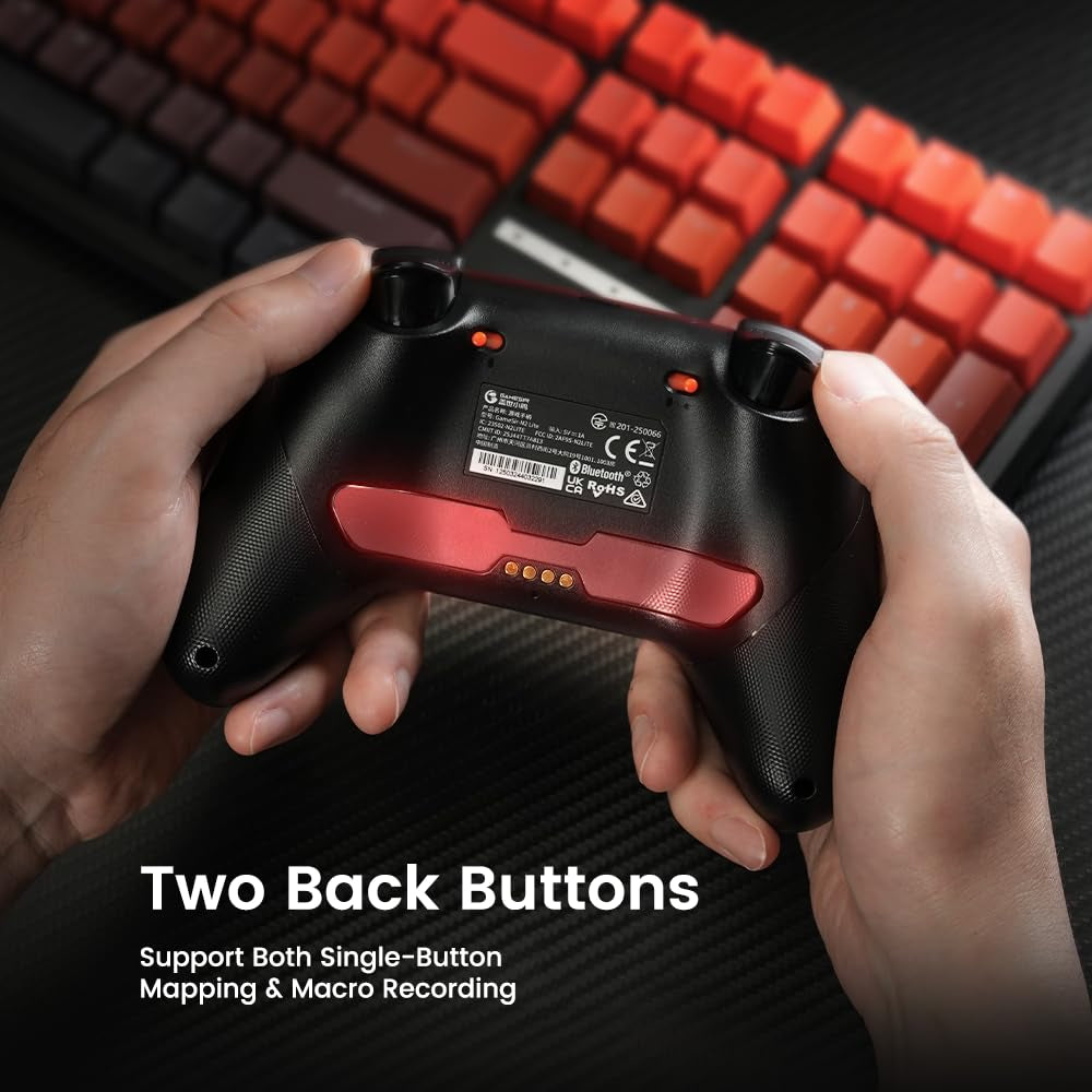 Nova 2 Lite Wireless PC Controller with Hall Effect Joysticks & Triggers, 2.4G & Wired 1000Hz Polling Rate, Remappable Buttons - Compatible with Pc/Switch/Steam/Android (Grey)