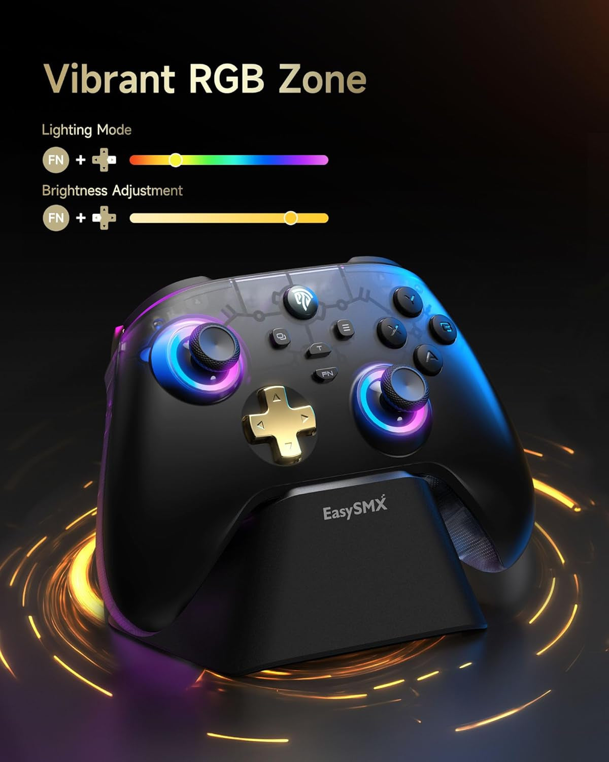 D05 PC Controller - Enhanced Wireless Bluetooth Pro Controller with Charging Dock/Hall Sensor/Rgb Lighting - No Stick Drift, No Dead Zone - Work for Windows PC, Android, Steam and Switch