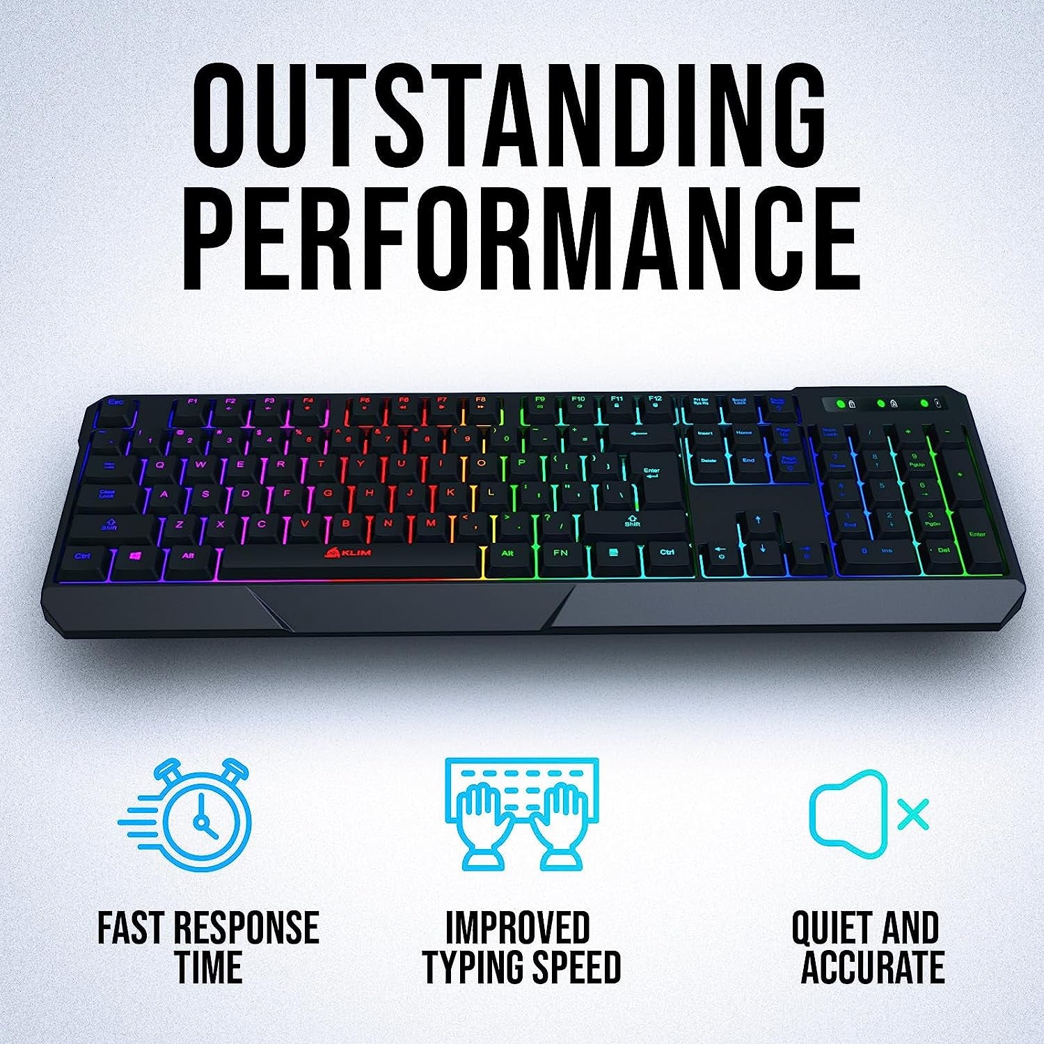 Chroma Wireless Gaming Keyboard RGB New - Long-Lasting Rechargeable Battery - Quick and Quiet Typing - Water Resistant Backlit Wireless Keyboard for PC PS5 PS4 Mac - Black