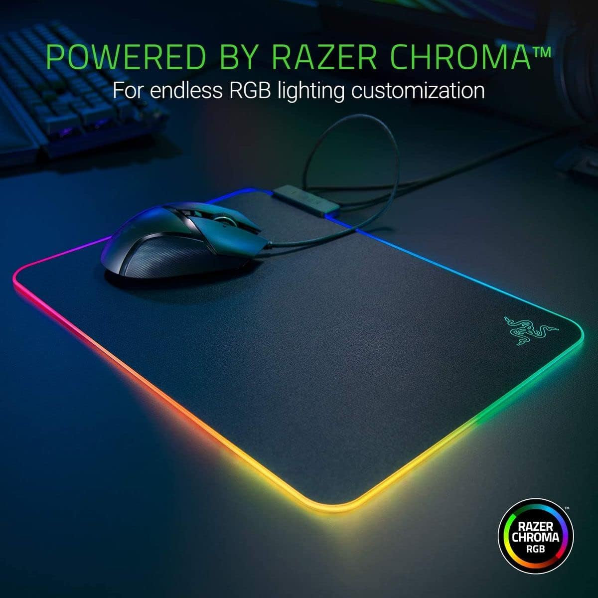 Firefly Hard V2 RGB Gaming Mouse Pad: Customizable Chroma Lighting, Built-In Cable Management, Balanced Control & Speed, Non-Slip Rubber Base