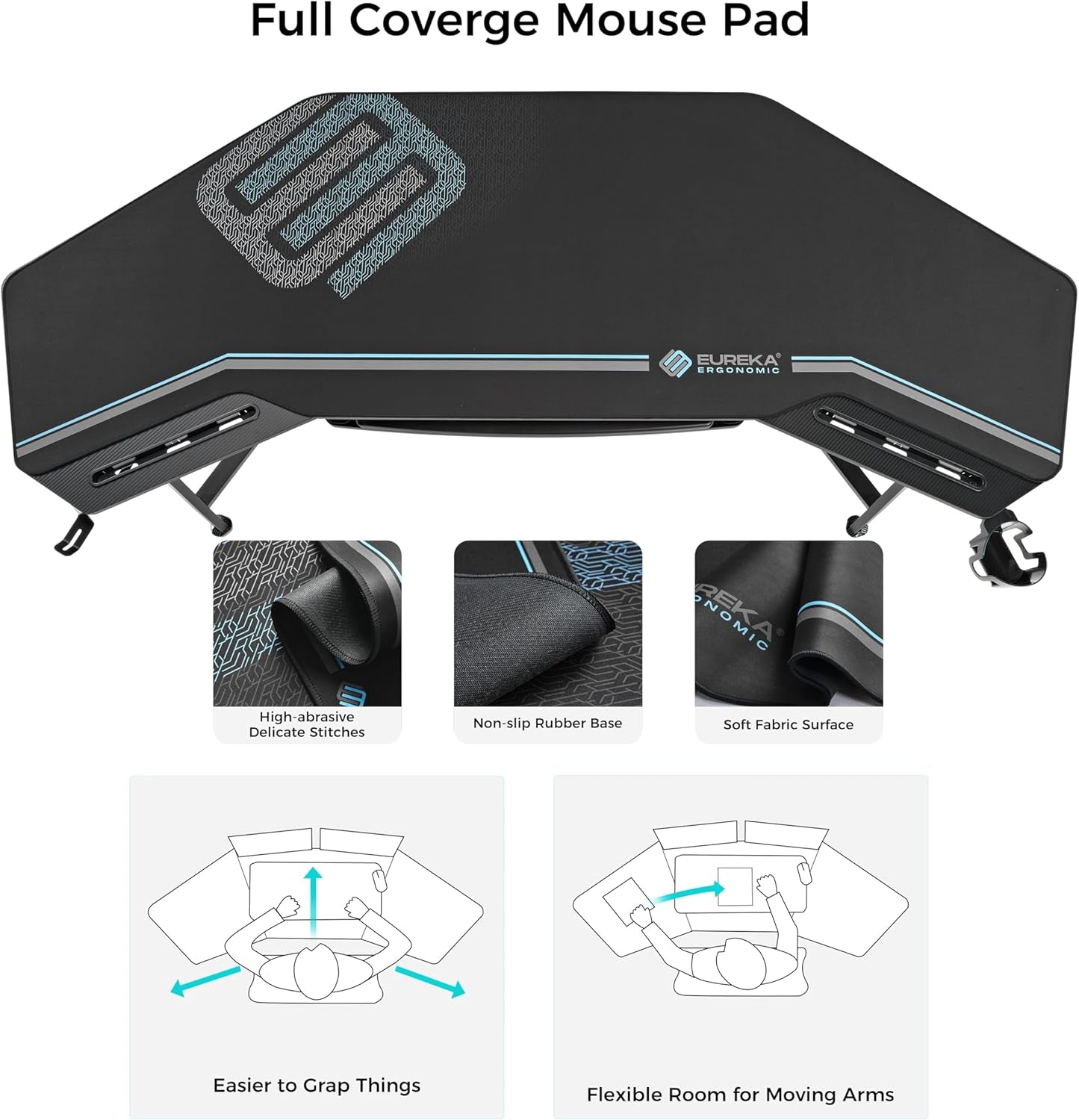 Aero Gaming Desk with Led Lights, 72" Large Wing-Shaped Studio Desk W Keyboard Tray Monitor Stand Dual Headphone Hanger Cup Holder for Live, Streamer