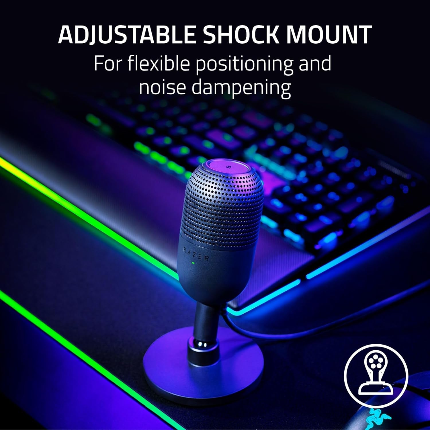 Seiren V3 Mini USB Microphone: Condenser Mic - Supercardioid Pickup Pattern - Tap-To-Mute Sensor with LED Indicator - Shock Absorber - Ultra Compact - PC, Discord, OBS Studio, Xsplit - Black