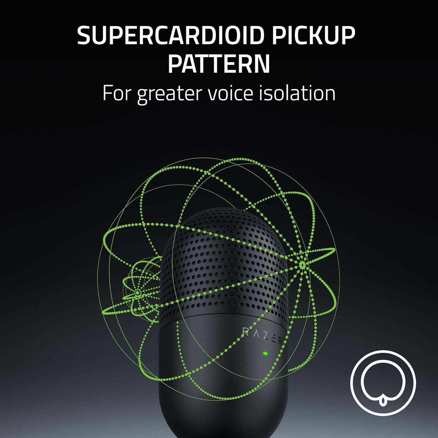 Seiren V3 Mini USB Microphone: Condenser Mic - Supercardioid Pickup Pattern - Tap-To-Mute Sensor with LED Indicator - Shock Absorber - Ultra Compact - PC, Discord, OBS Studio, Xsplit - Black