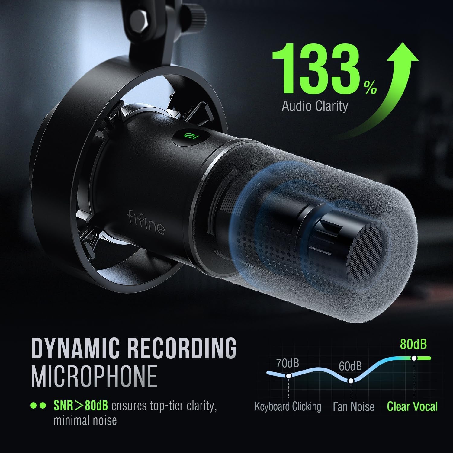 K688 Podcast Microphone Kit, USB/XLR Dynamic Microphone with Boom Arm for PC/XLR Mixer, Gaming Mic with Mute Button, Headphone Jack for Vocal, Voice-Over, Streaming, Music Recording -K688CT