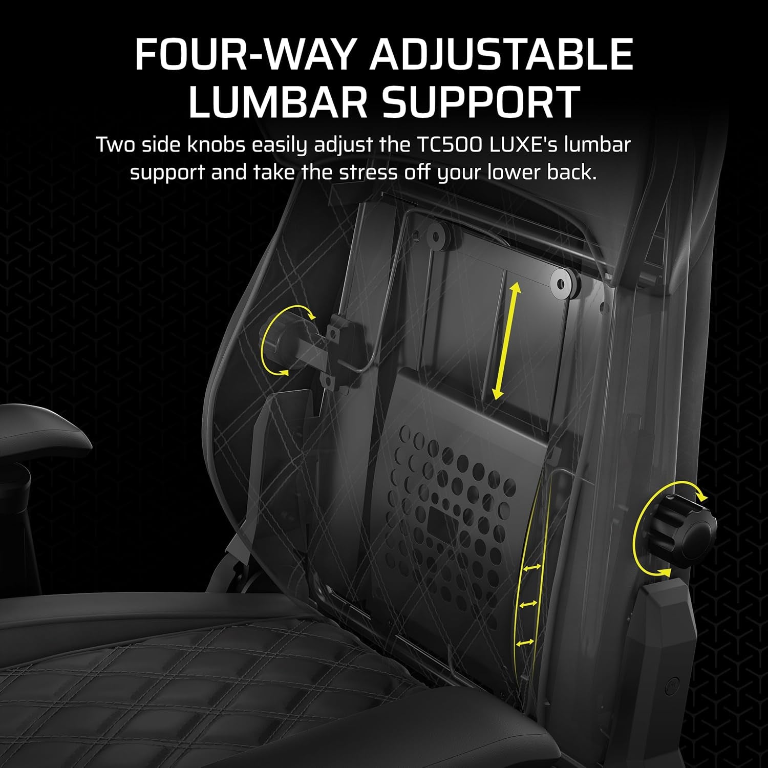 TC500 Luxe Gaming Chair – Premium Breathable Fabric – Wide Seat – Five-Way Adjustable Armrests – Adjustable Built-In Lumbar Support – 90-160 Degree Recline – Shadow