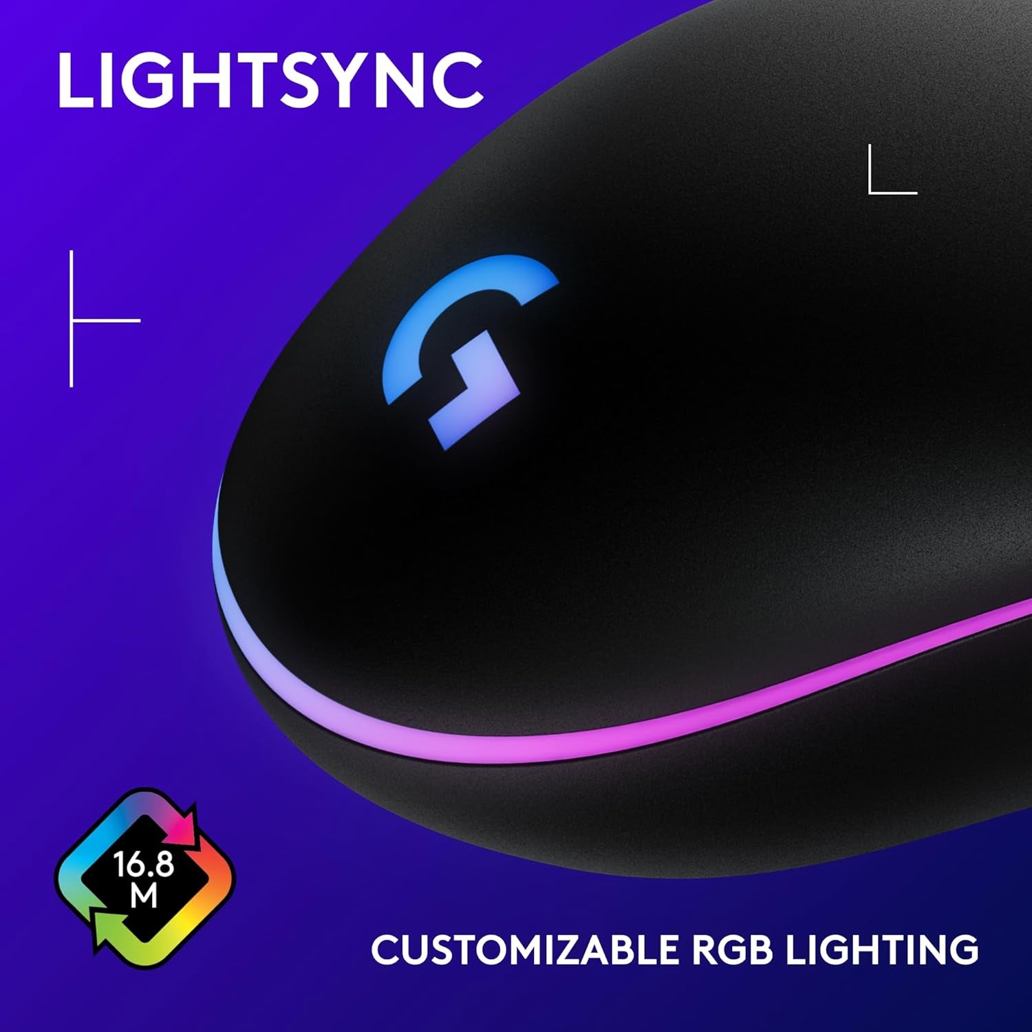 203 Wired Gaming Mouse, 8,000 DPI, Rainbow Optical Effect LIGHTSYNC RGB, 6 Programmable Buttons, On-Board Memory, Screen Mapping, Pc/Mac Computer and Laptop Compatible - Black