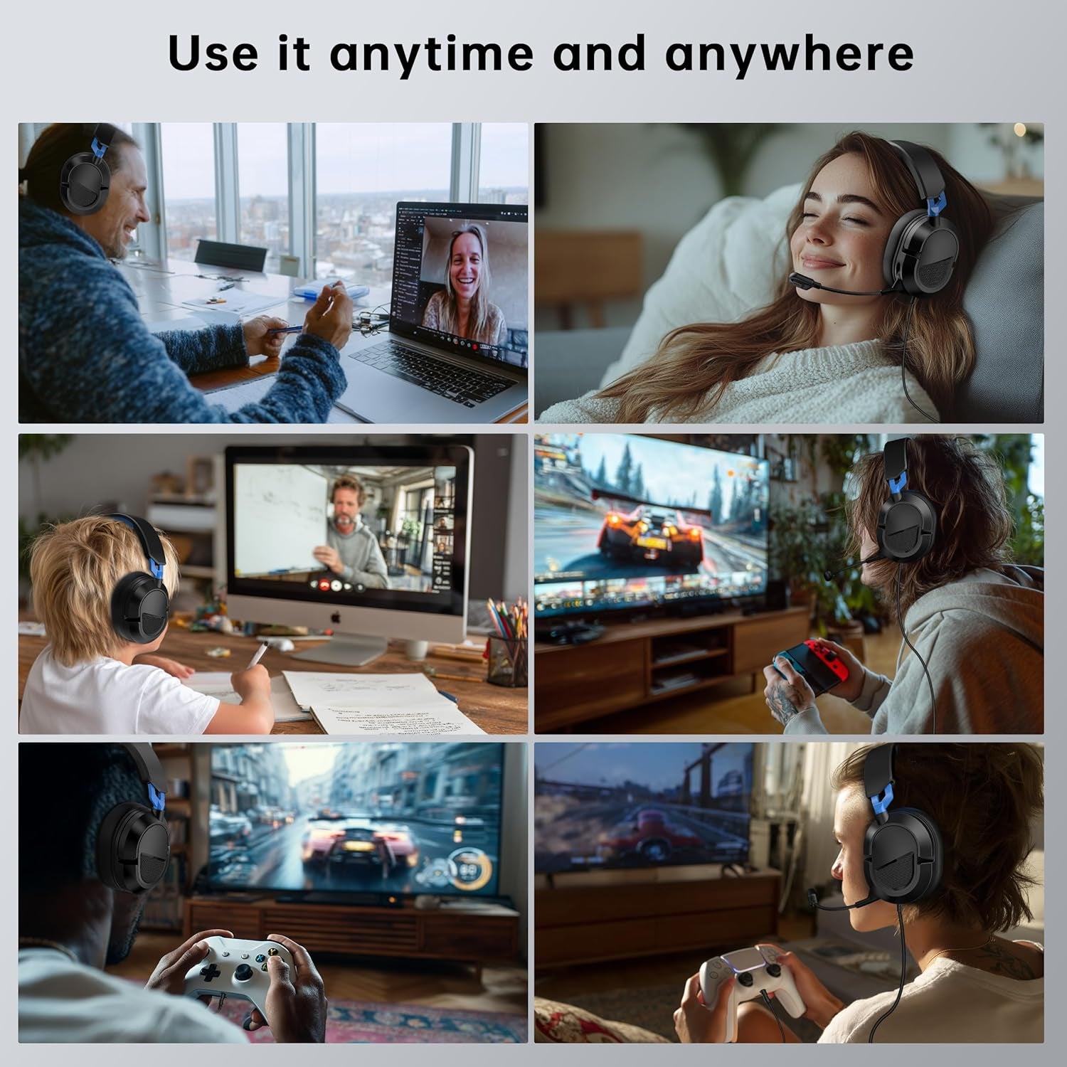 Gaming Headset for Ps5、Ps5Pro、Ps4、Xbox Series X、Xbox Series S/One、Pc. 207G Headset with Clear Mic for Work 𝟐𝟎𝟐𝟓 𝐔𝐩𝐠𝐫𝐚𝐝𝐞 Gaming Headphones with 3.5Mm Splitter、360° Mic.79In Cable.Gamer Gifts