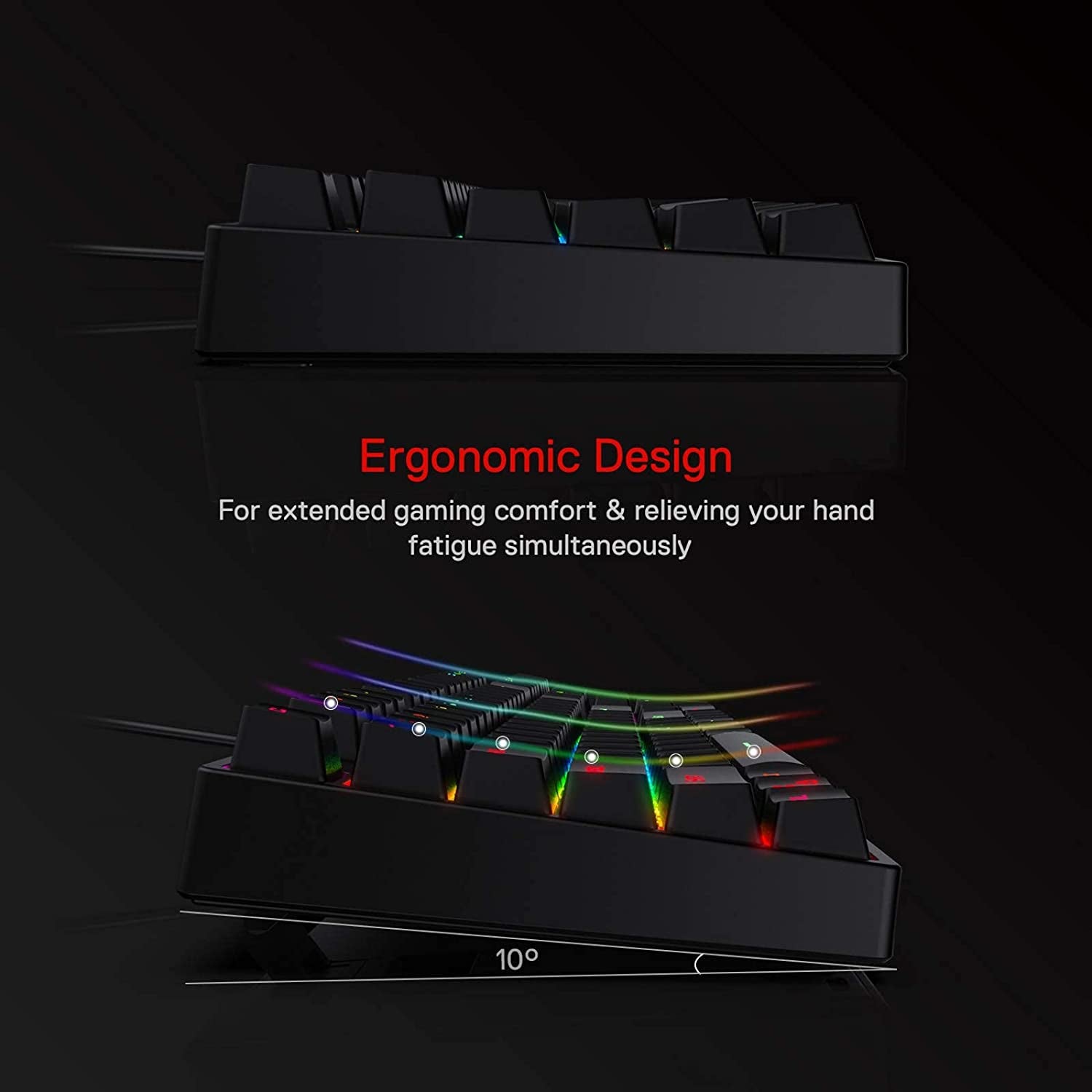 K582 RGB Mechanical Gaming Keyboard, 100% 104 Keys Standard Layout Gaming Keyboard with Double-Shot ABS Keycaps, Dynamic 16.8M RGB Backlit & Linear Red Switch, Redefine Software Supported