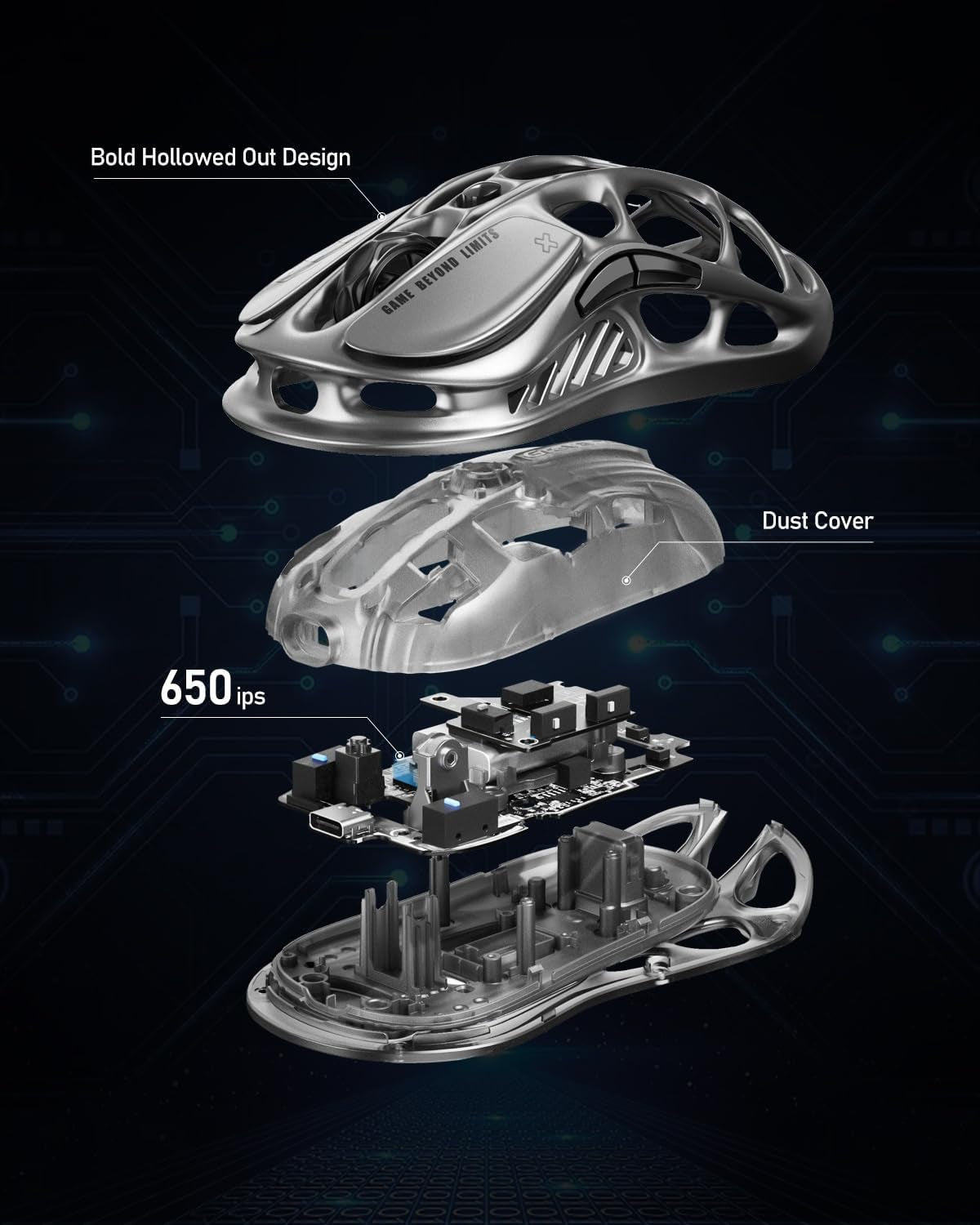 Wireless Gaming Mice Mercury M1 Pro, Lightweight Magnesium Alloy Gaming Mouse, 26,000 DPI, PAW3395DM Sensor, Tri Mode Connection, Support 4K, up to 200 Hours Battery Life