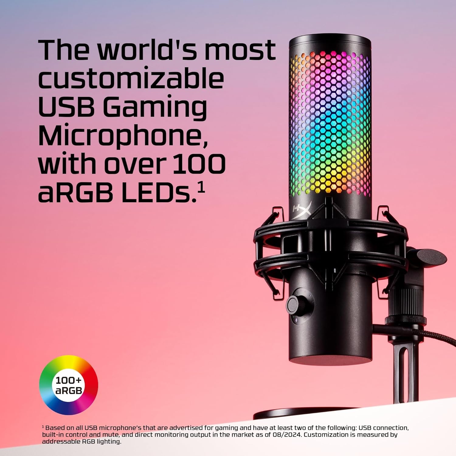 Quadcast 2 S – USB Microphone, with RGB Lighting, Streaming and Podcasting, with On-Board Controls, LED Lighting, Removable Shock Mount, PC, Mac, USB-C - Black