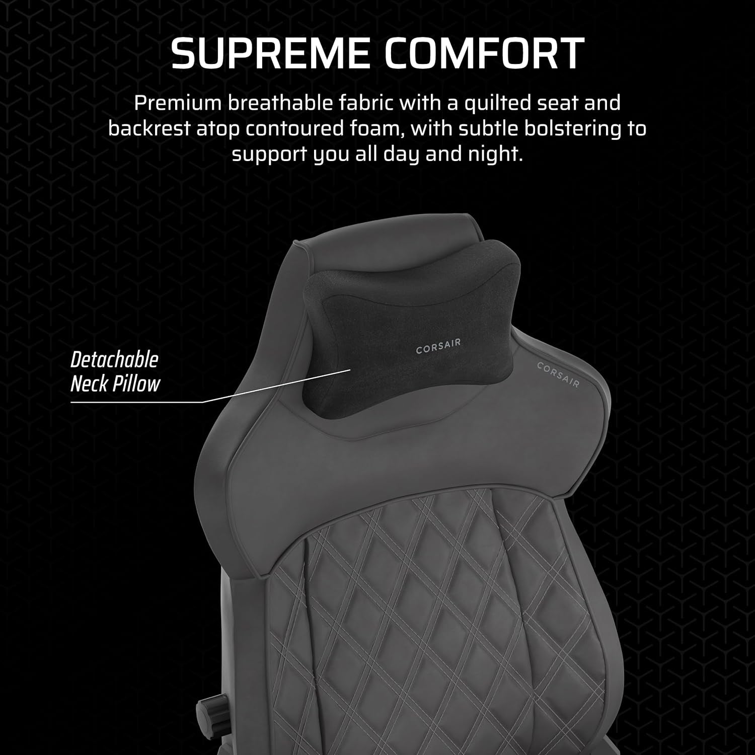 TC500 Luxe Gaming Chair – Premium Breathable Fabric – Wide Seat – Five-Way Adjustable Armrests – Adjustable Built-In Lumbar Support – 90-160 Degree Recline – Shadow