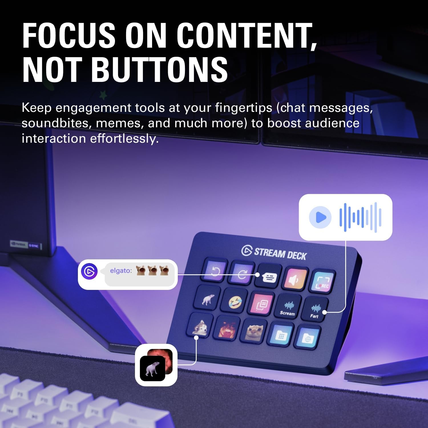 Stream Deck MK.2 – Studio Controller, 15 Macro Keys, Trigger Actions in Apps and Software like OBS, Twitch, ​Youtube and More, Works with Mac and PC