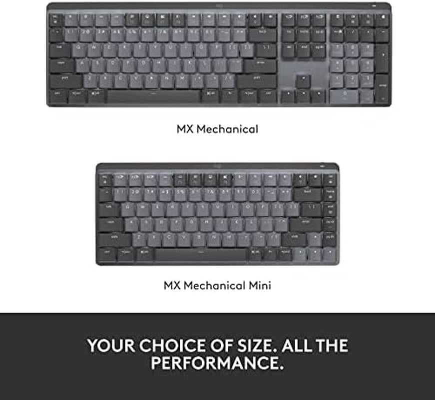MX Mechanical Wireless Illuminated Performance Keyboard, Tactile Quiet Switches, Backlit Keys, Bluetooth, USB-C, Macos, Windows, Linux, Ios, Android, Metal, ‎Graphite
