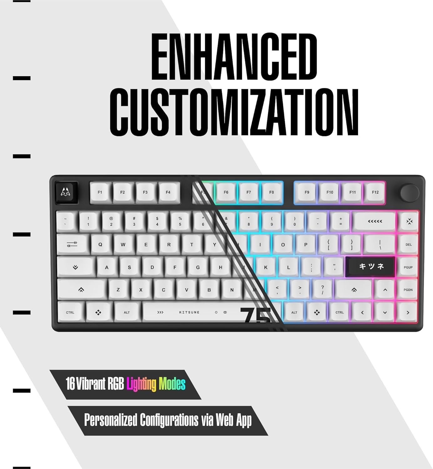 Polar 75 - Magnetic Gaming Keyboard - Rapid Trigger W/Socd Super Tap, CNC Aluminum Frame, Gen 2 Hall Effect Switches, Volume Knob, RGB, Dye-Sub PBT Keycaps