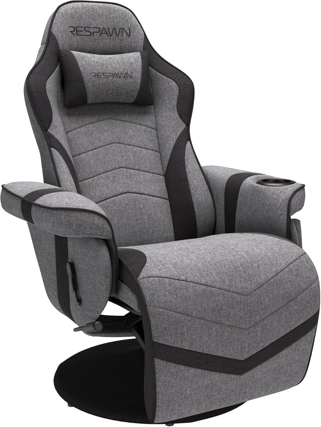 900 Gaming Chair - Video Games Console Recliner, Computer Chair with Adjustable Leg Rest, Cupholder, and Footrest - Gray Fabric