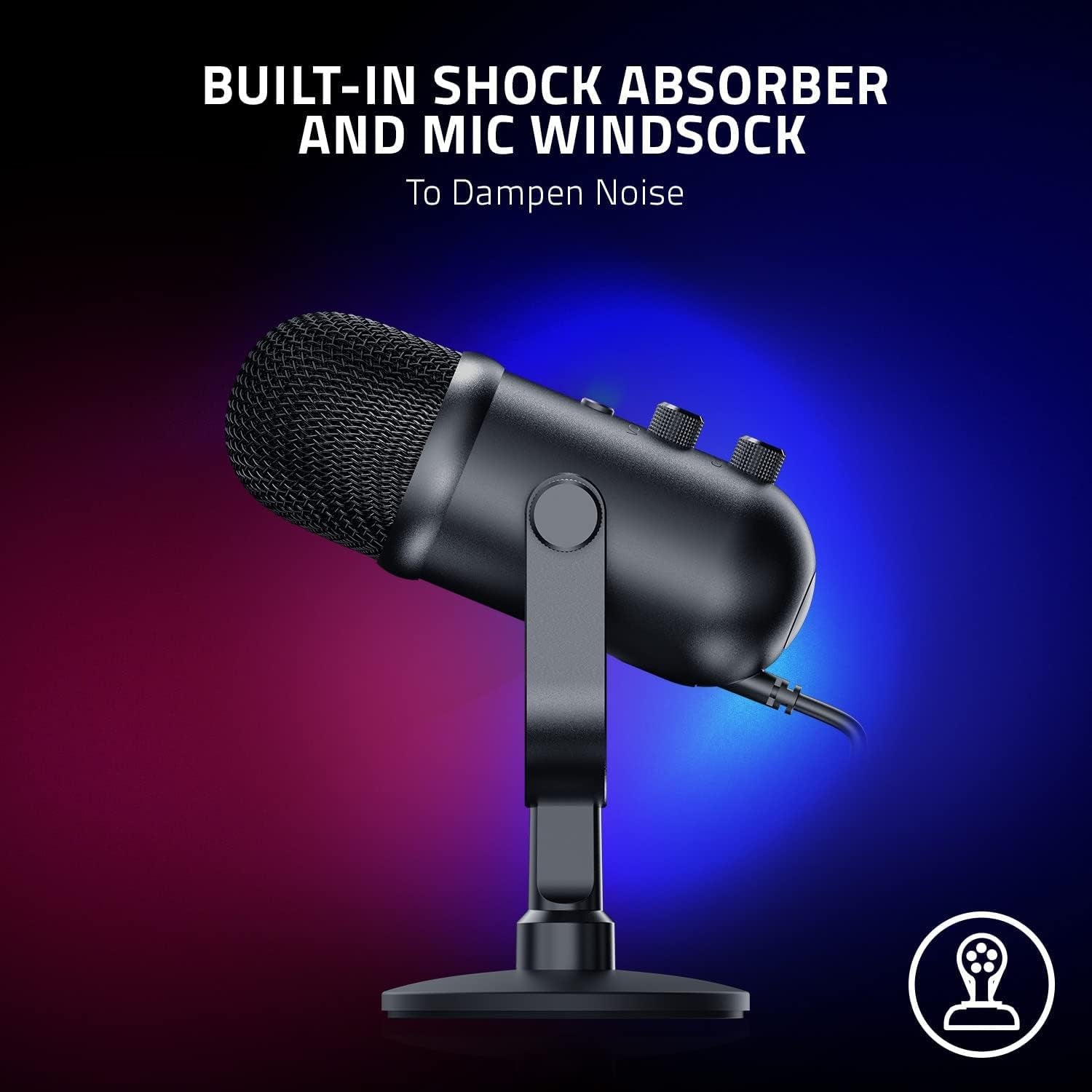 Seiren V2 Pro USB Microphone for Streaming, Gaming, Recording, Podcasting on PC, Twitch, Youtube: High Pass Filter - Mic Monitoring and Gain Control - Built-In Shock Absorber and Mic Windsock