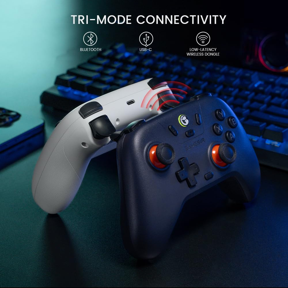 Nova Lite 2.4G Wireless Controller for Windows PC, Iphone, Android, Switch & Steam Deck, Bluetooth Controller Gamepad with Hall Effect Trigger,Turbo,Rumble Vibration(White)