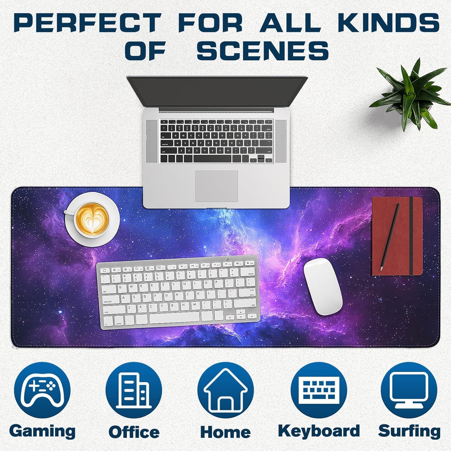 Mouse Pad Gaming - Desk Mat for Keyboard and Mouse - Large Mouse Pads for Desk, Gaming Mousepad with Non-Slip Base, Desk Pad (31.5" X 11.8") for Gaming, Office and Home (Galaxy Space)