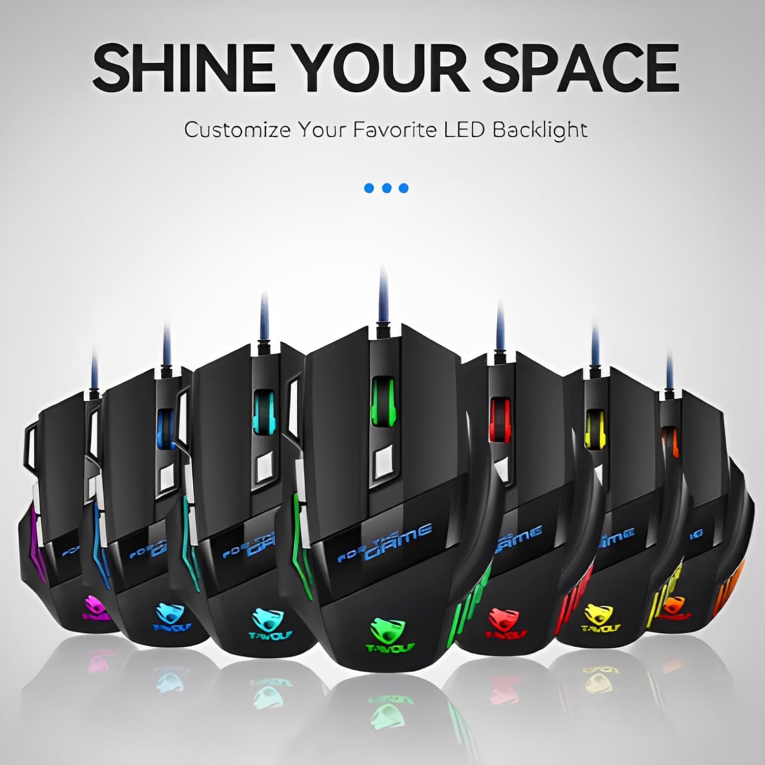 Nexurion Reaper Z Pro Gaming Mouse - 3600 DPI, 7 Macro Buttons, 10 Color-Changing RGB Backlight, 4 Adjustable DPI Levels - Midnight Black